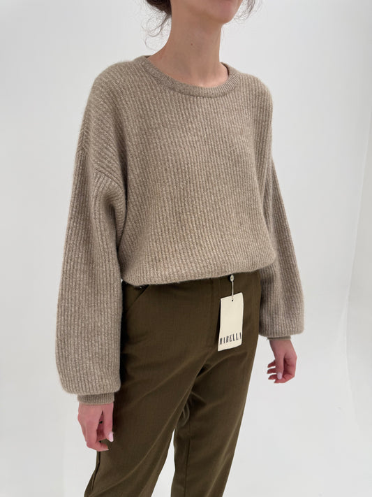 Pulover din cașmir gros ultra luxury italian camel melanj