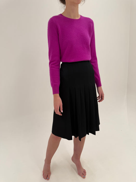 Fustă midi vintage din lana structurată extrafina cu talie ultra înaltă