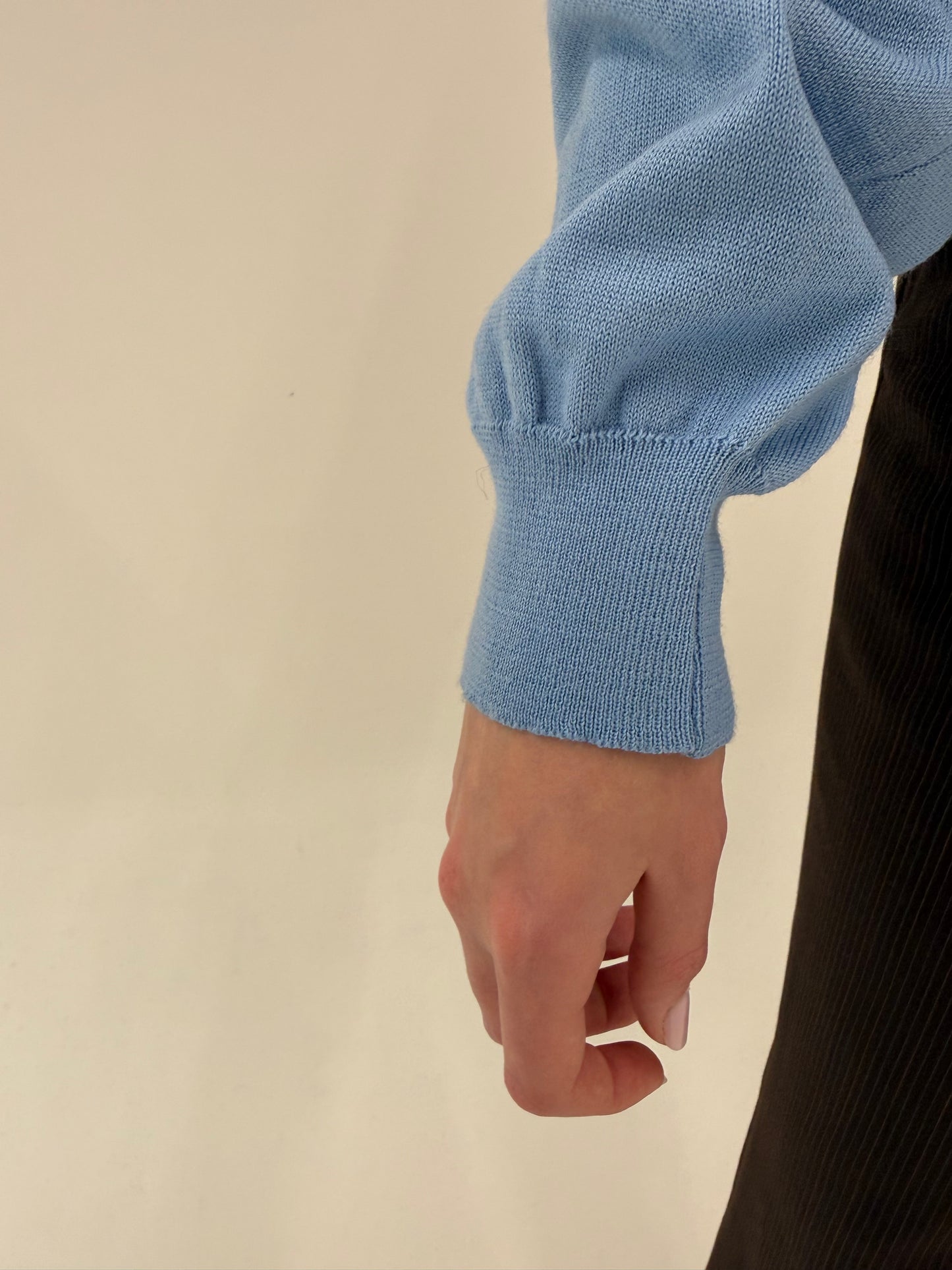 Pulover baby blue în anchior din lana extrafina