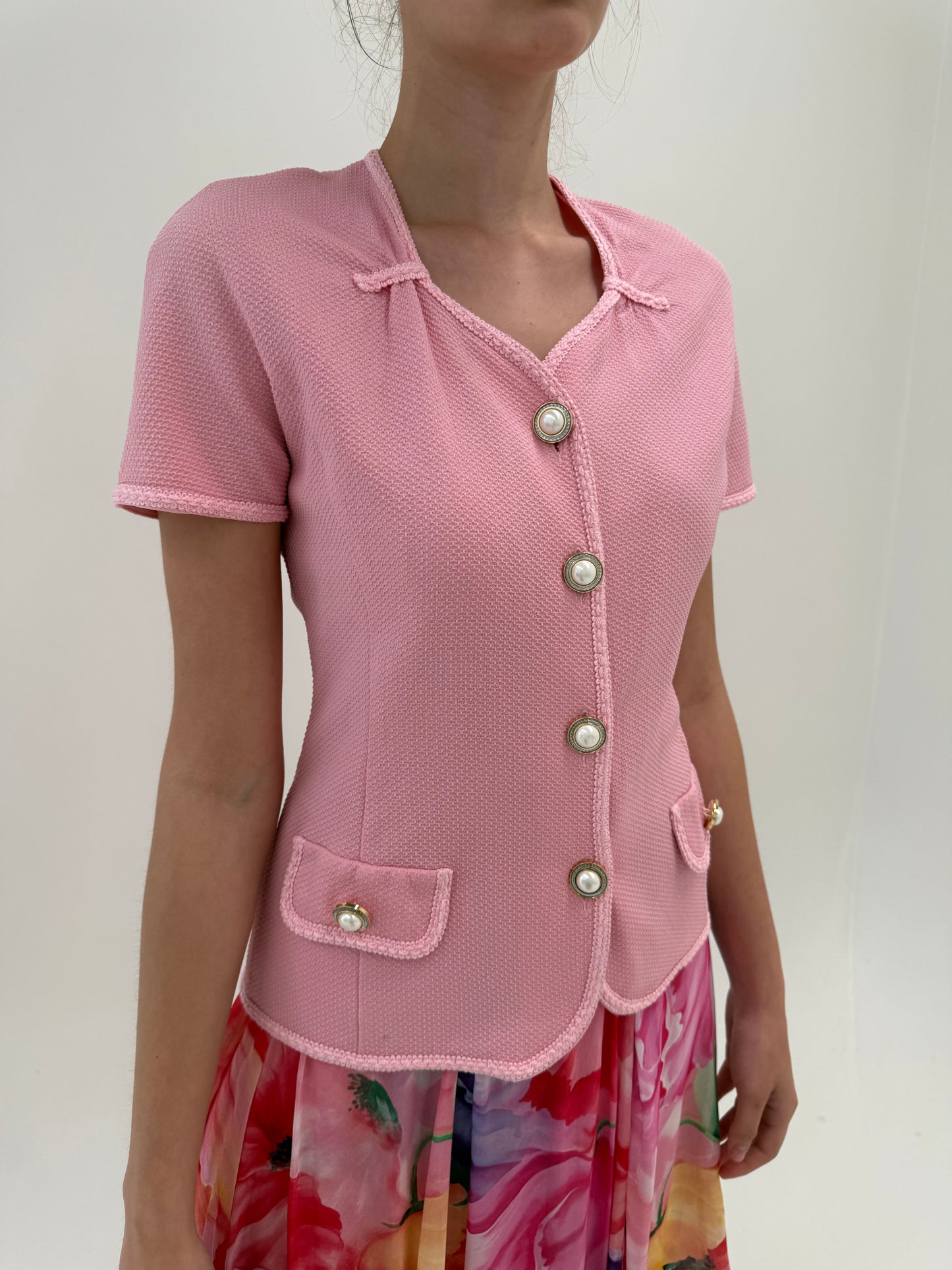 Sacou vintage roz pudrat de brand luxury italian Liola din bumbac premium