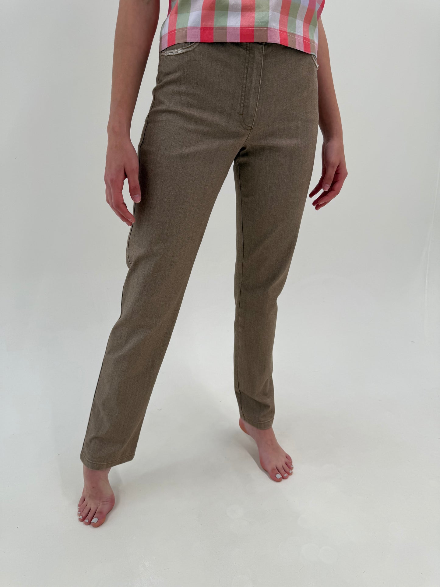 Pantaloni Escada de vară care au lait din bumbac modelator tall