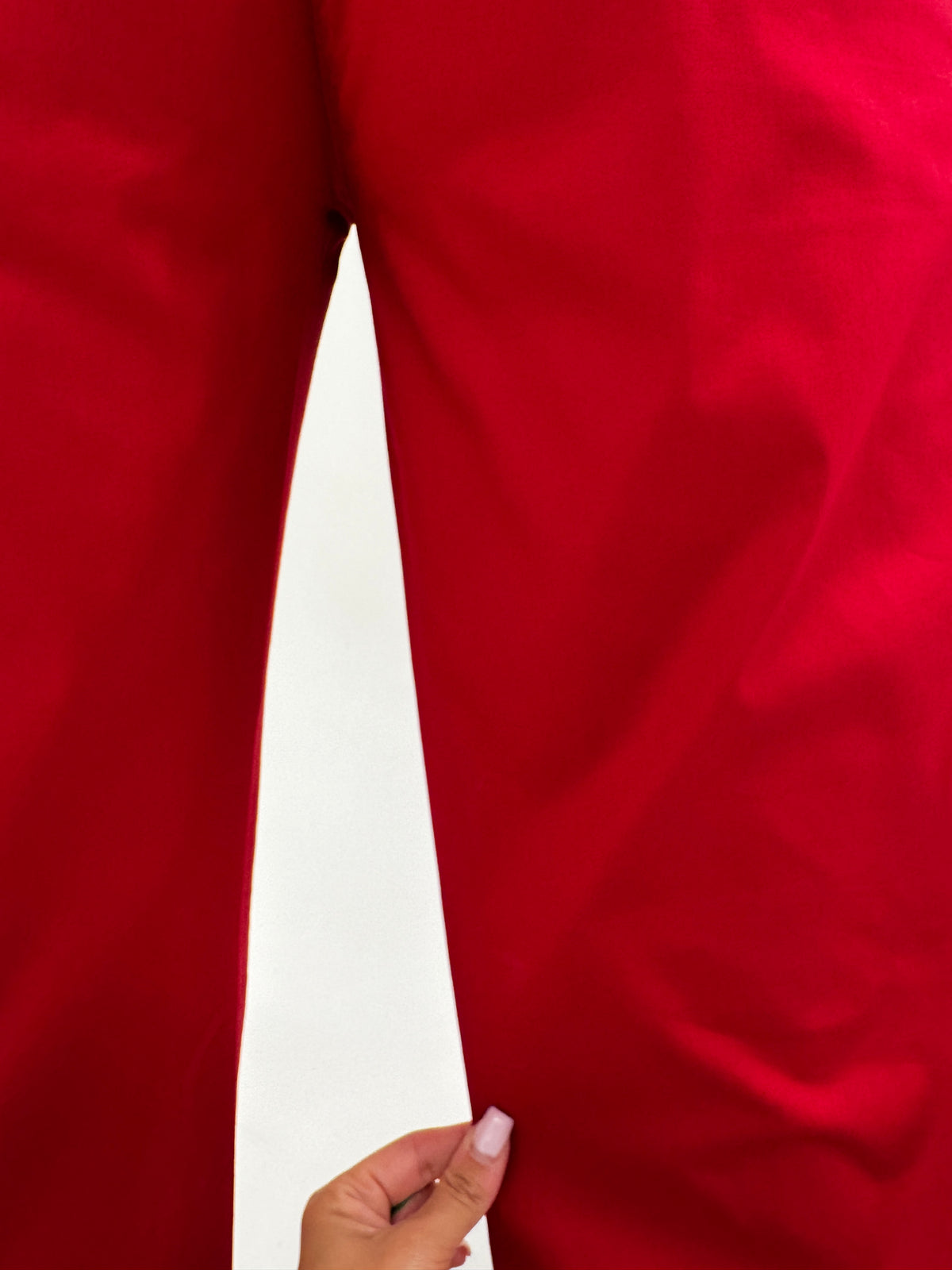 Pantaloni italienești dark cherry red din bumbac gros modelator cu solduri generoase