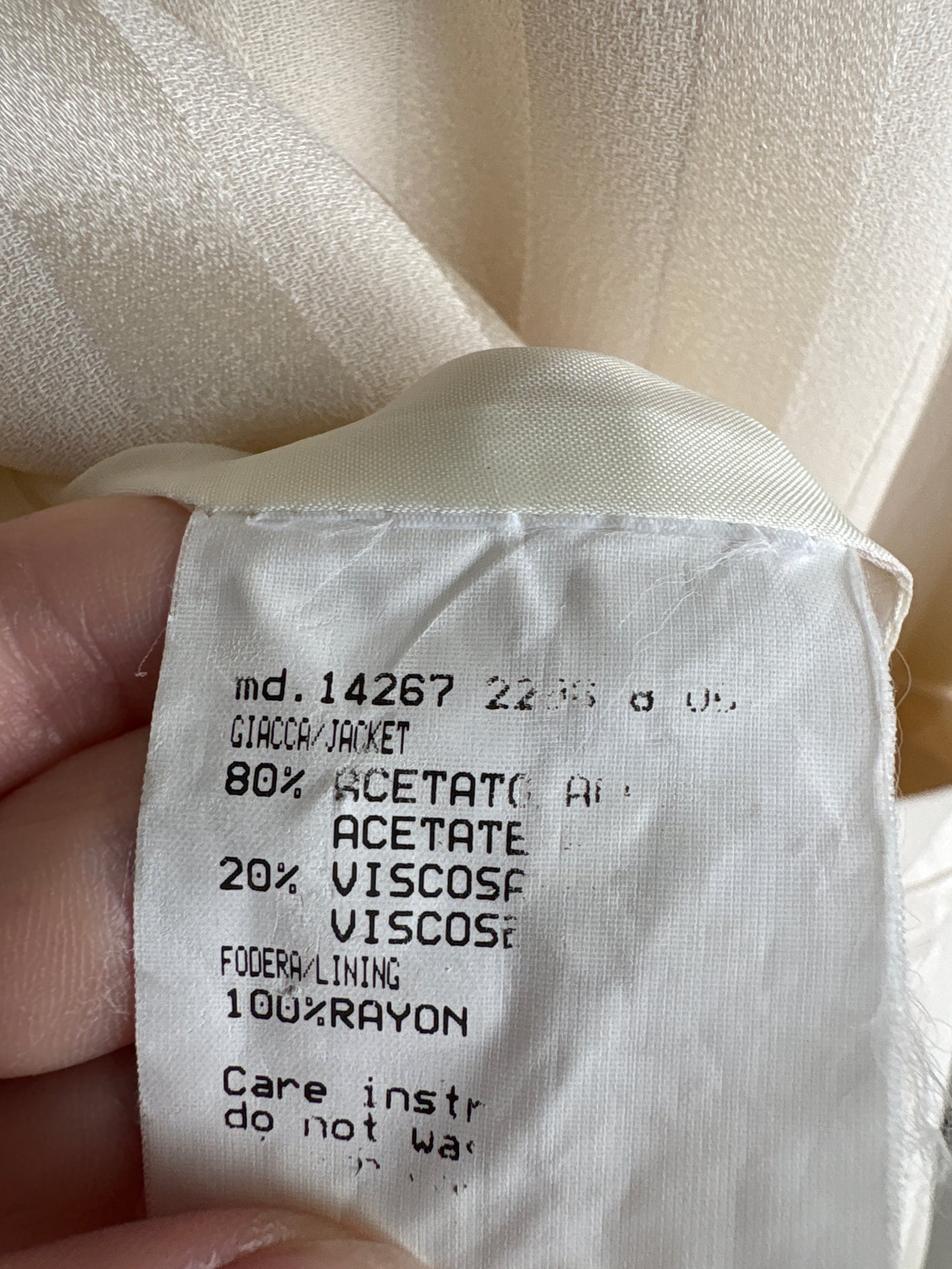 Sacou de brand luxury Couture Gai Mattiolo butter white în dungi și nasturi metalici aurii
