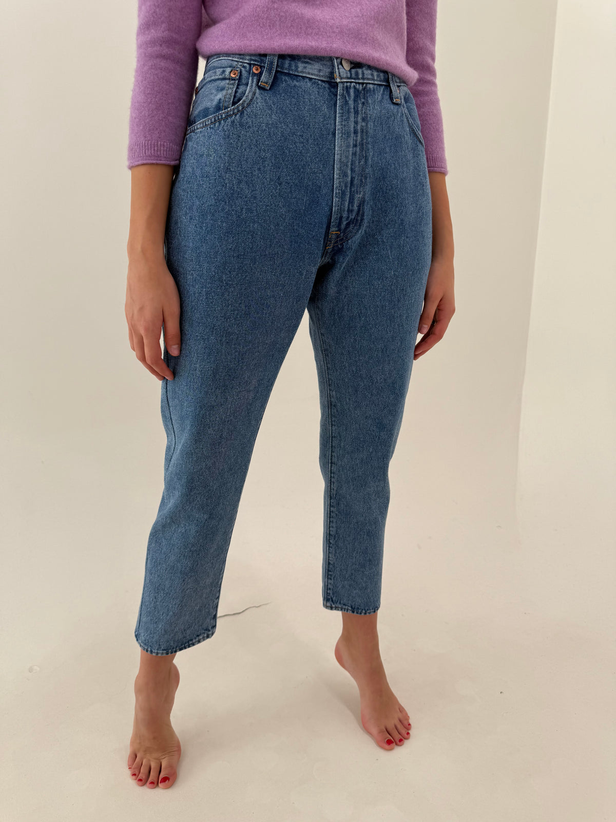 Jeans Levi’s 551 cu talie ultra înaltă din bumbac gros cu cânepă