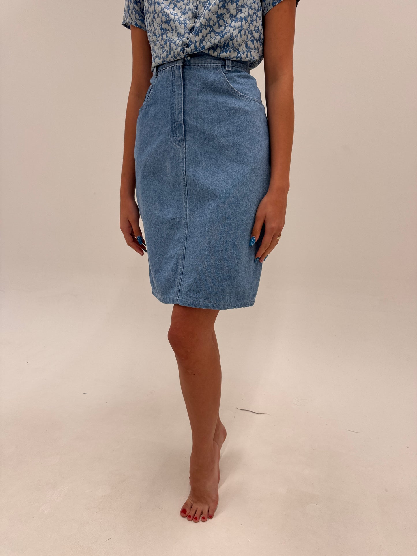 Fustă luxury Trussardi din jeans cu talie ultra înaltă