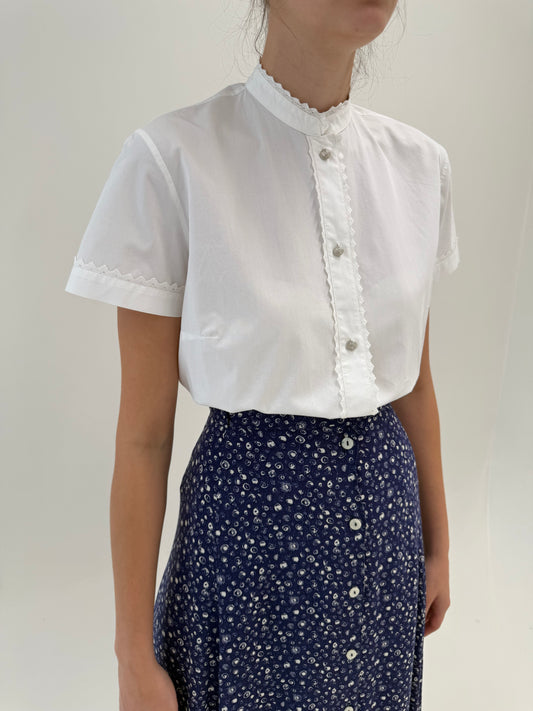 Cămașa vintage din poplin premium de bumbac cu inserții de dantelă