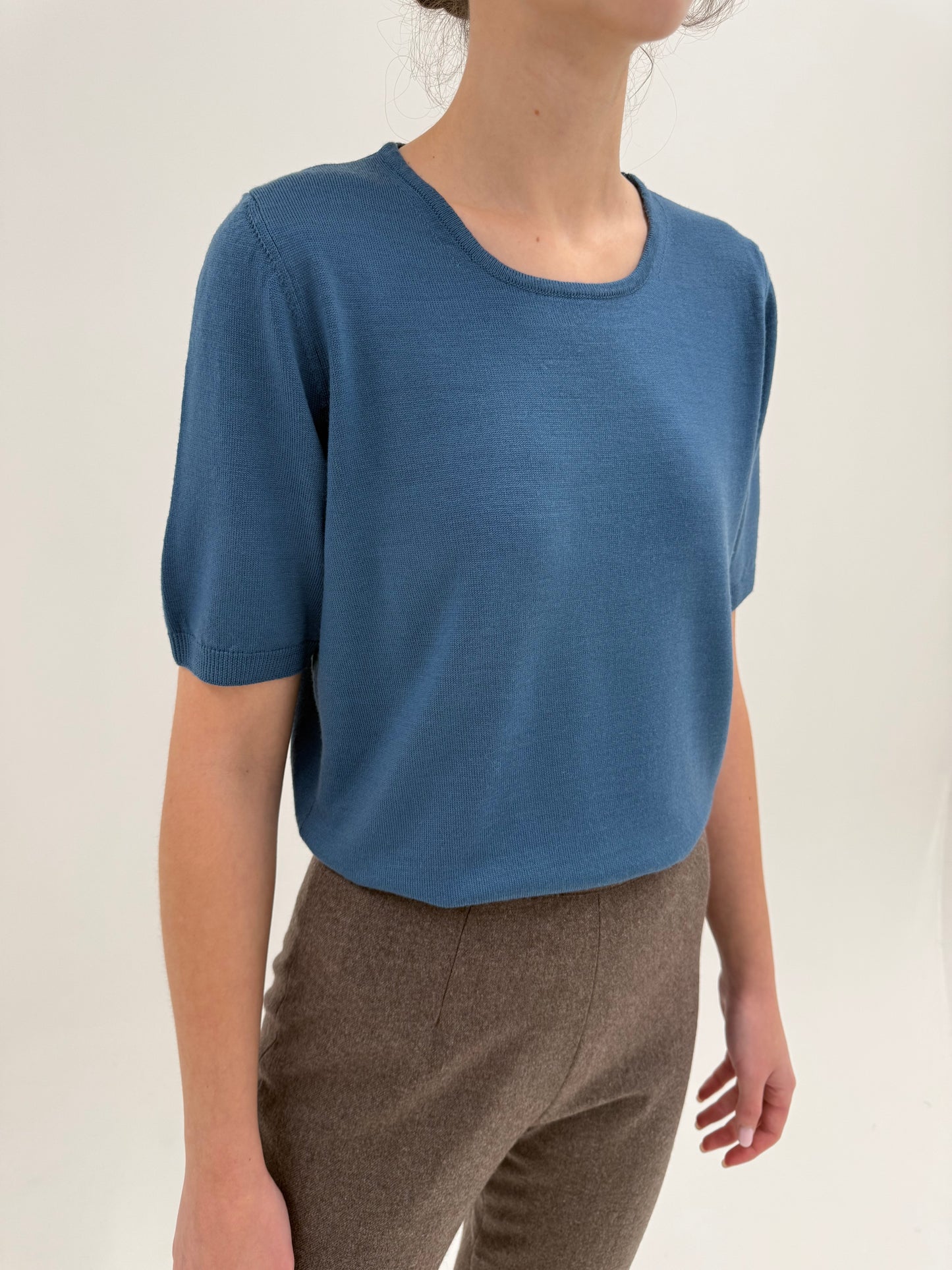 Set din lana merino extrafina pura certificată jeans blue