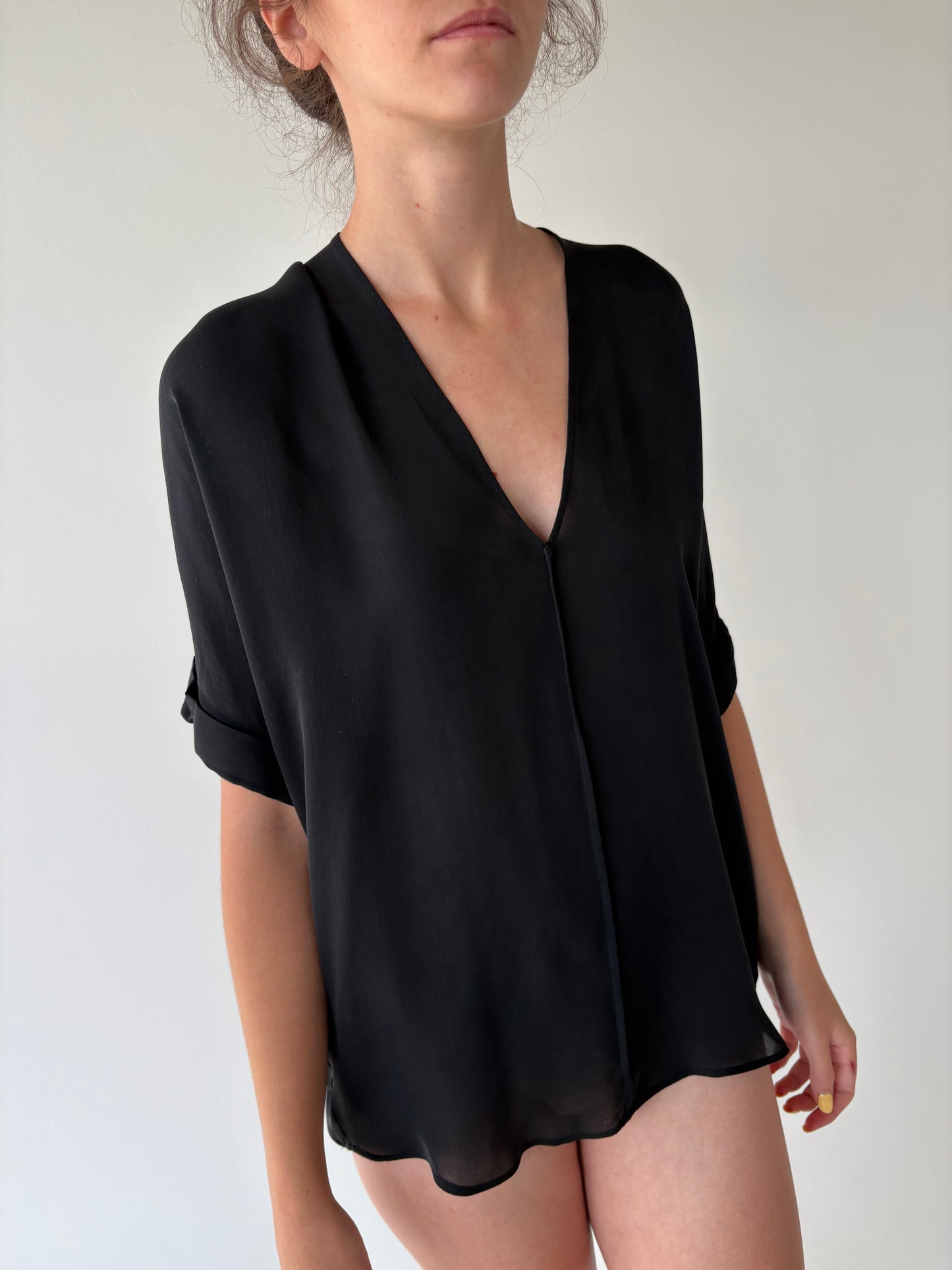 Top de brand luxury Vince din mătase naturală în croi lejer
