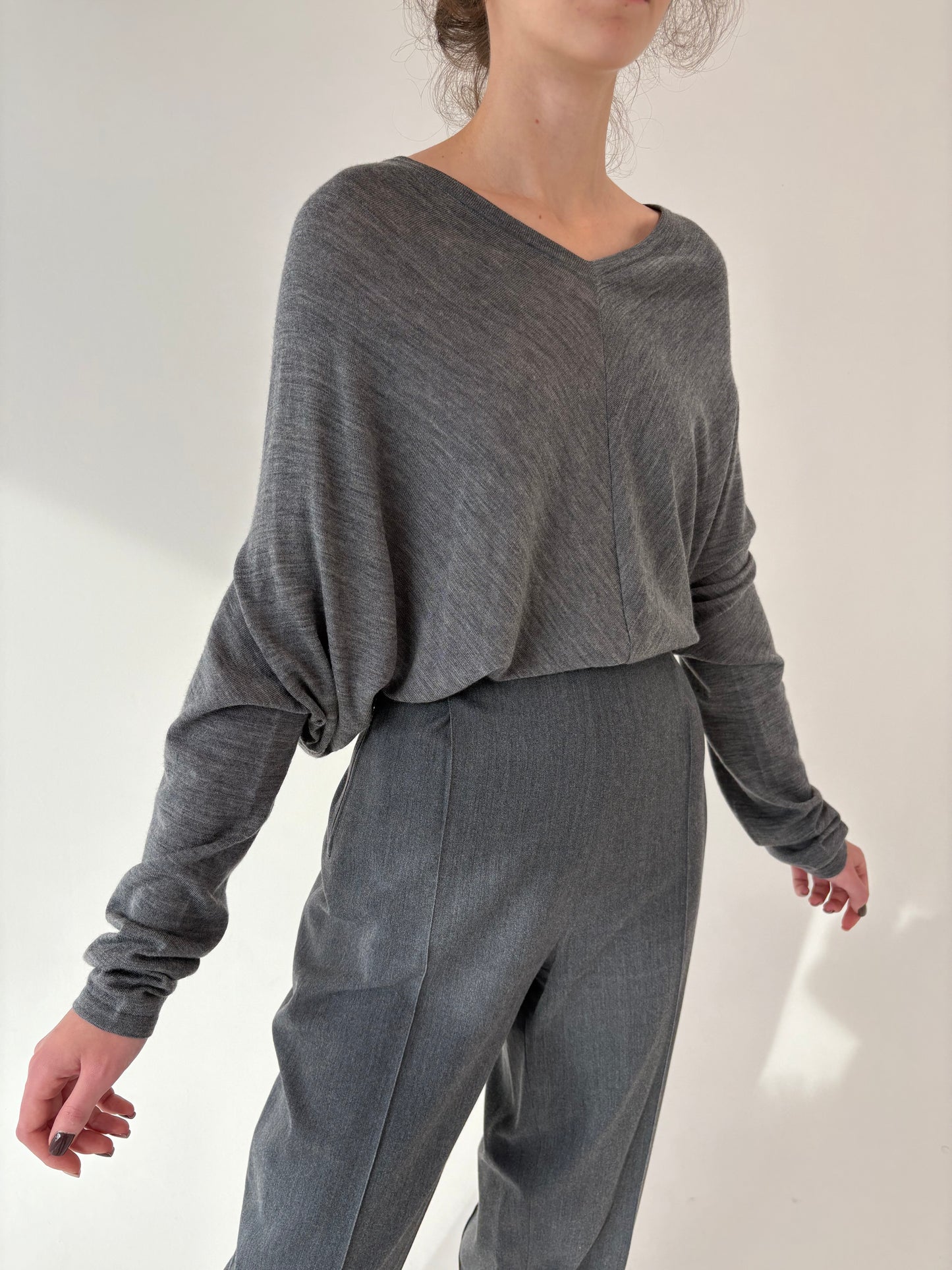 Pulover lung tip capa Stefanel din lana merino extrafina