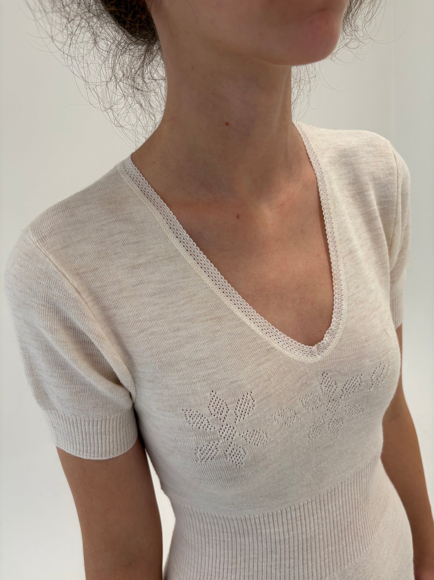 Top cambrat italian din mix de lana extrafina irestringibila