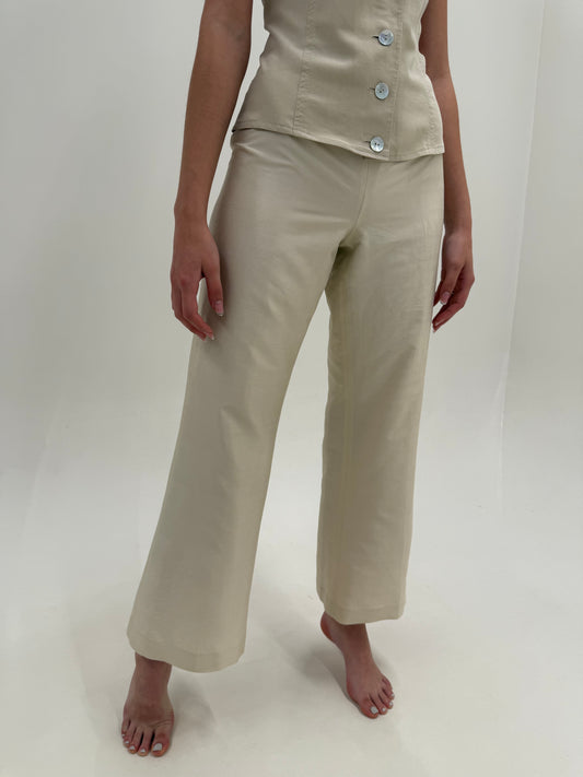 Pantaloni butter white din mătase naturală Marella by Max Mara