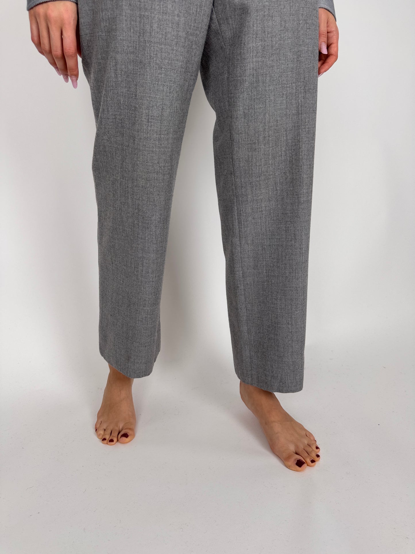 Pantaloni din stofă extrafina de lana pebble gray