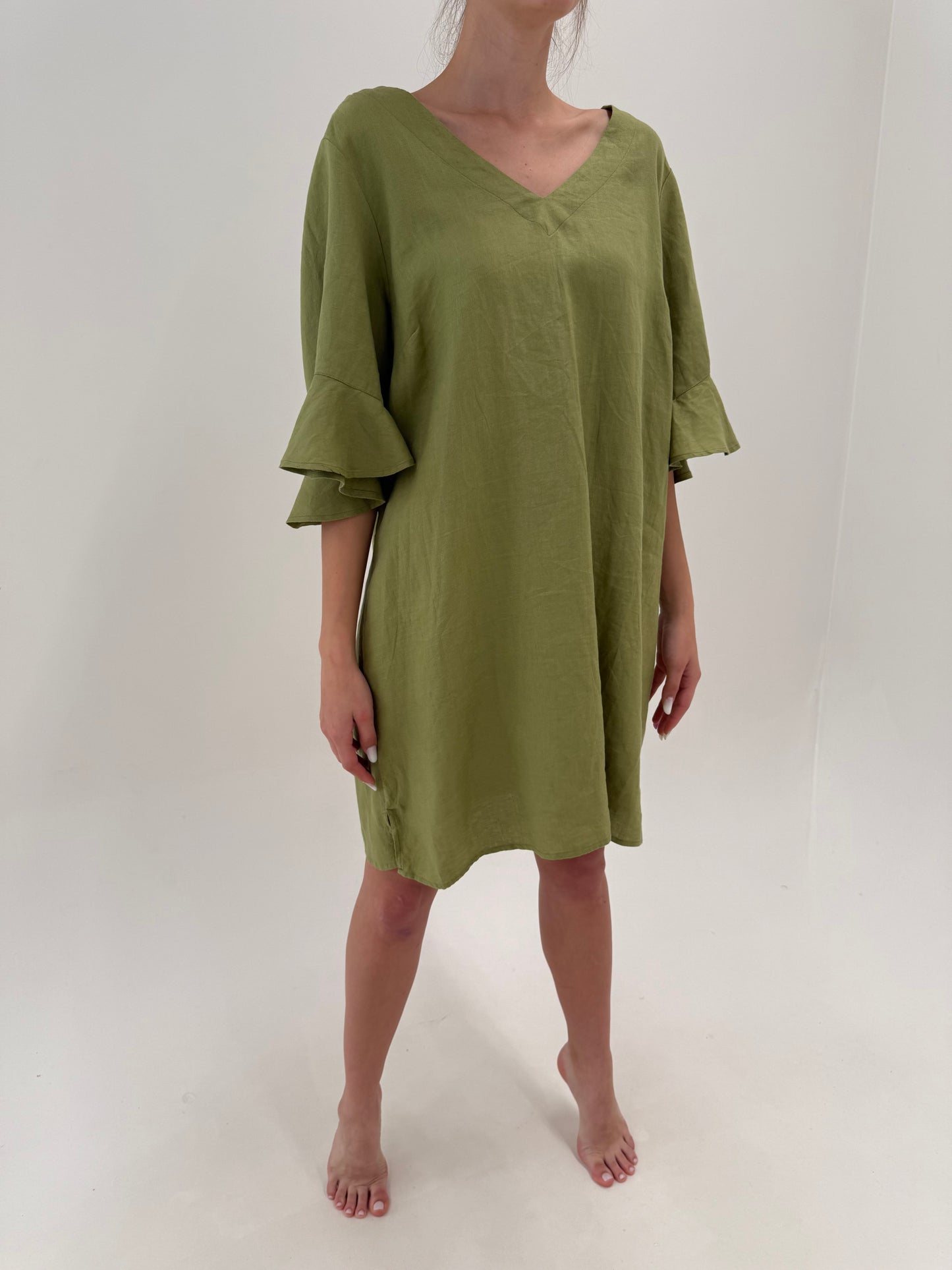 Rochie verde olive în croi minimalist din în premium