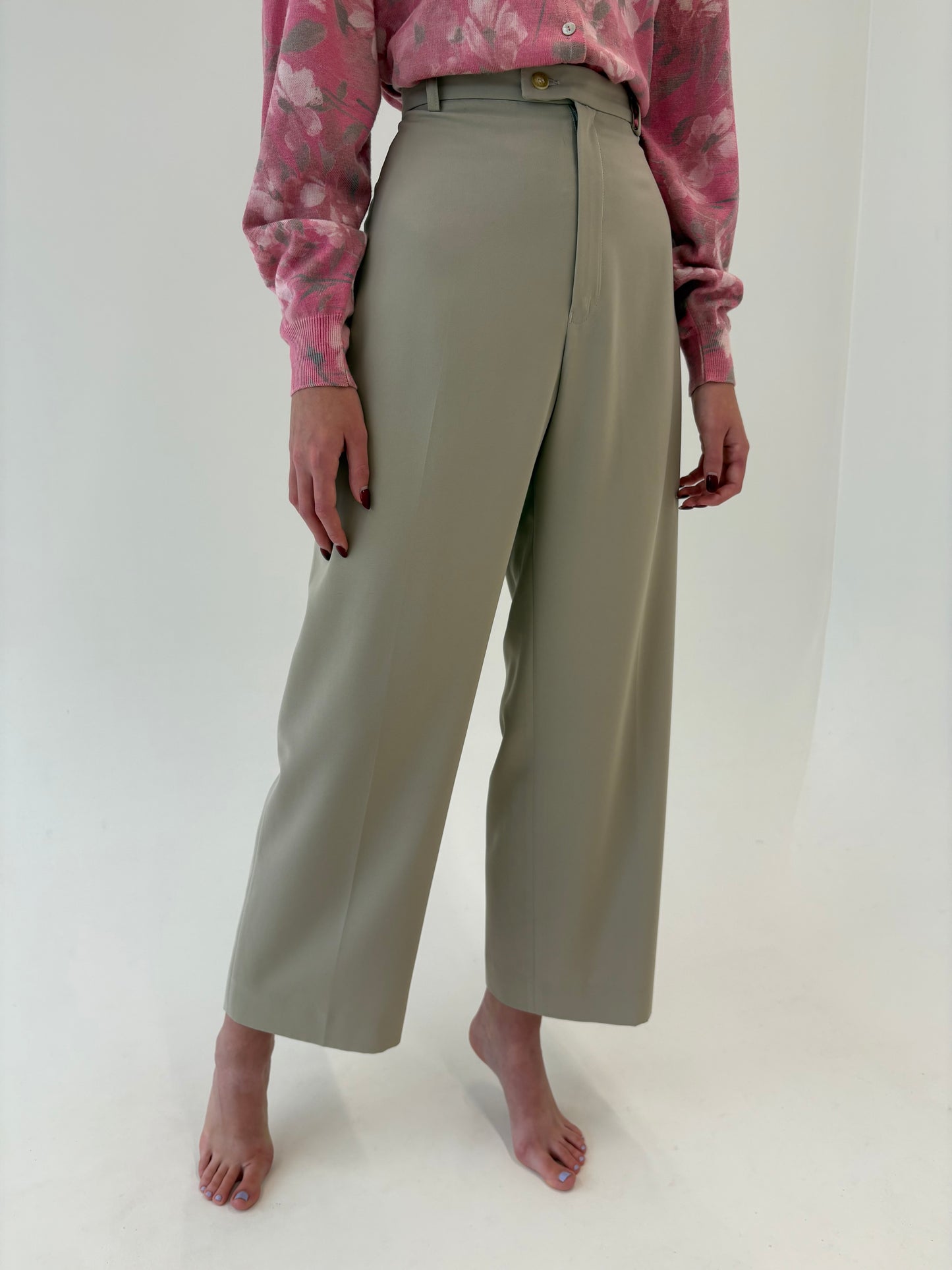 Pantaloni vintage Lacoste palazzo din serge excepțional