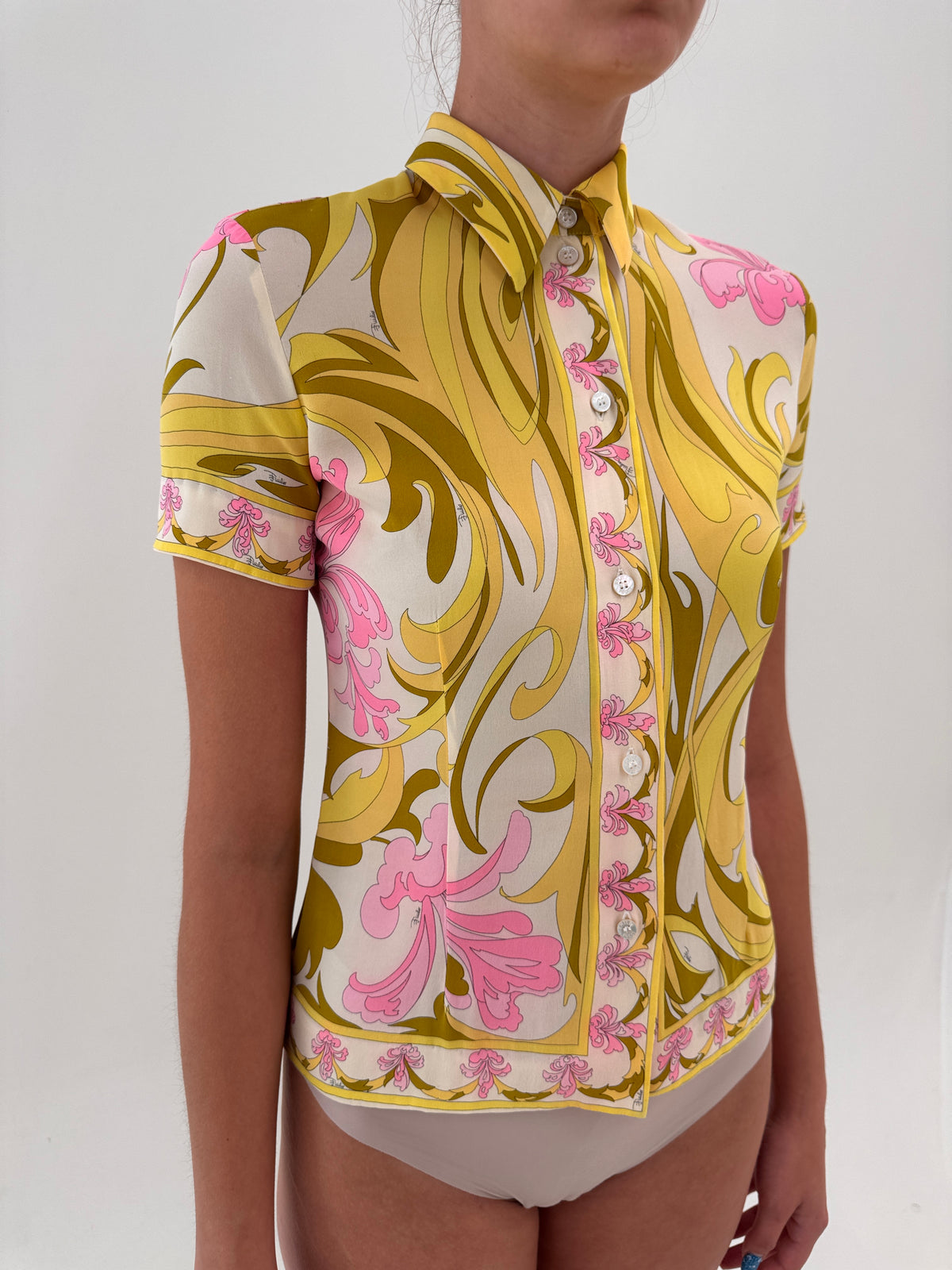 Cămașa Emilio Pucci din mătase naturală pcu print specific brandului