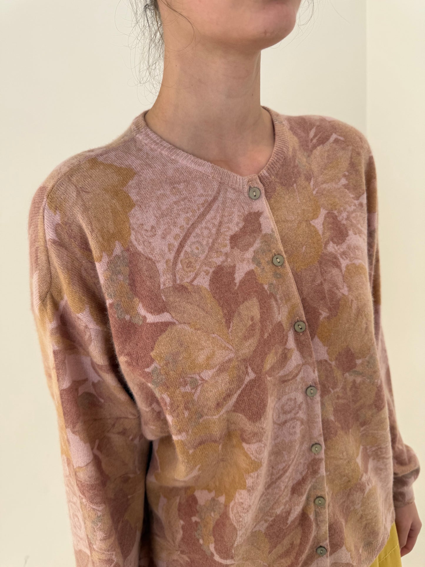 Cardigan vintage italian dusty powder pink din lana extrafina și Angora