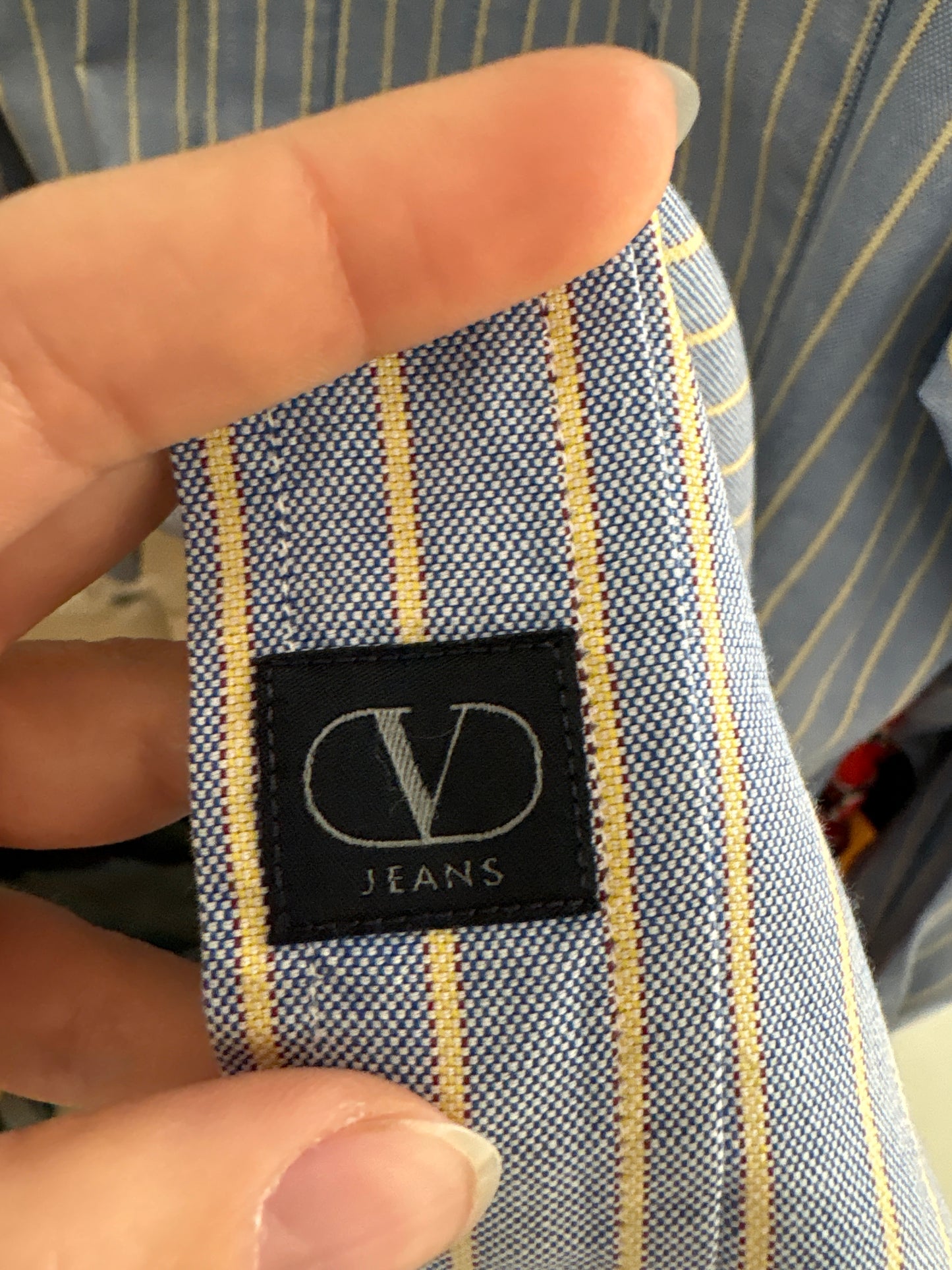 Cămașa Valentino baby blue în dungi fine butter yellow din poplin