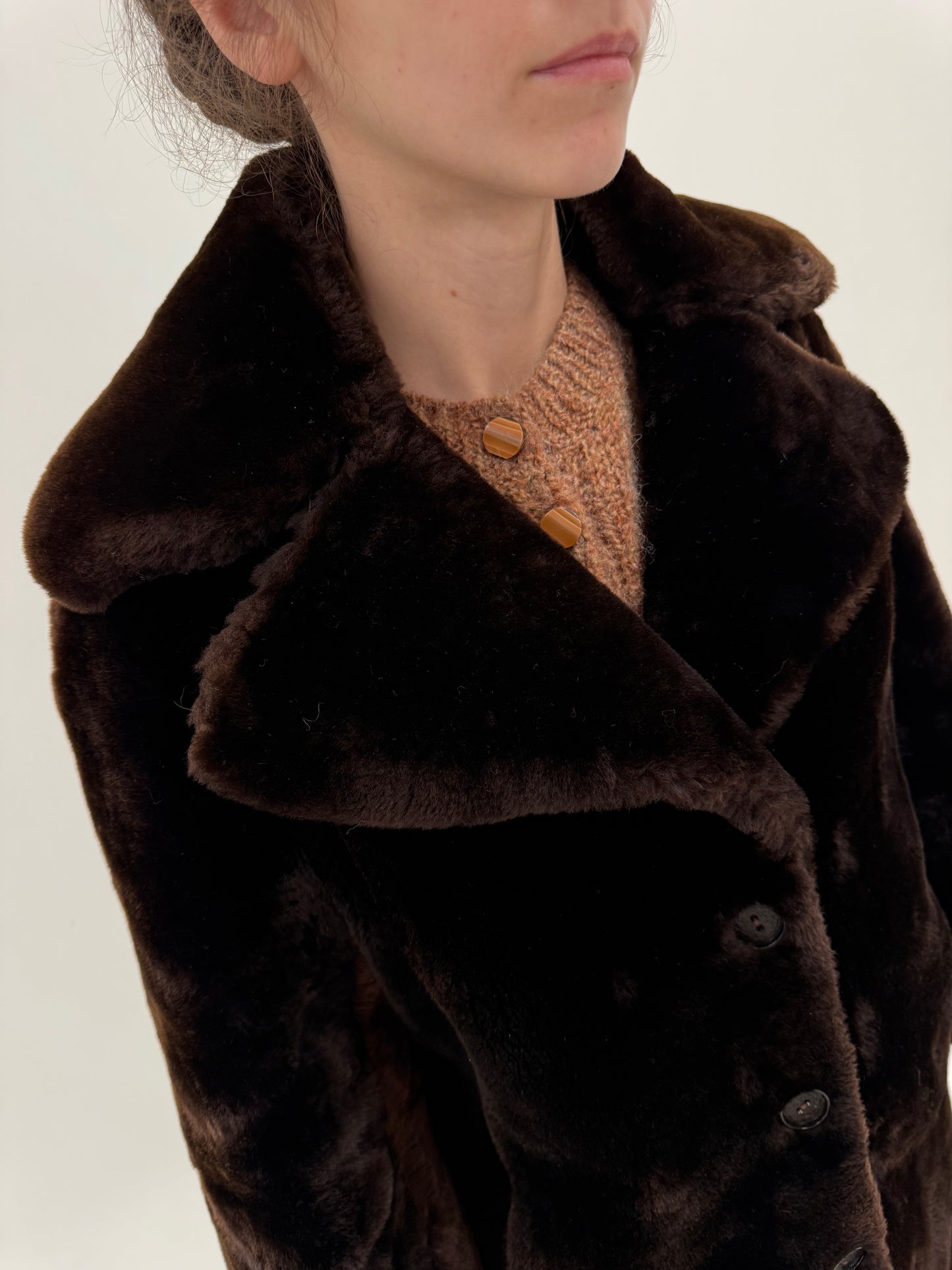 Blană naturală de miel tuns – mouton chocolate brown