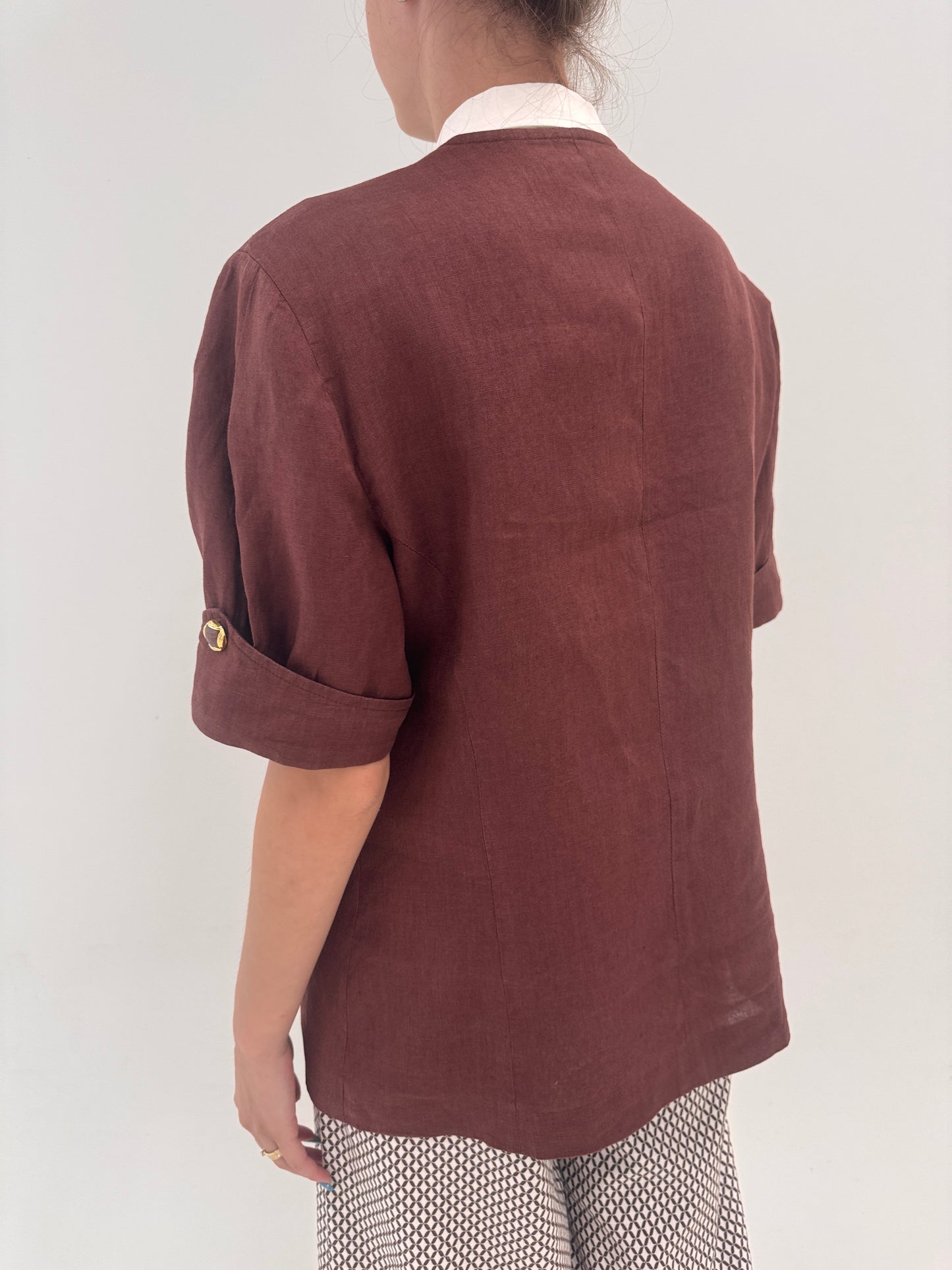 Sacou italian din in excepțional chestnut brown cu nasturi aurii