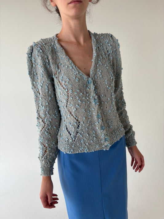 Cardigan vinatge lucrat manual din jerse spectaculos 3D