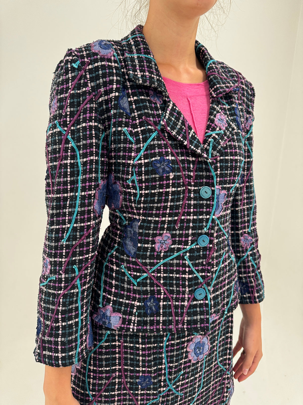 Costum vintage din tweed excepțional în stil Chanel