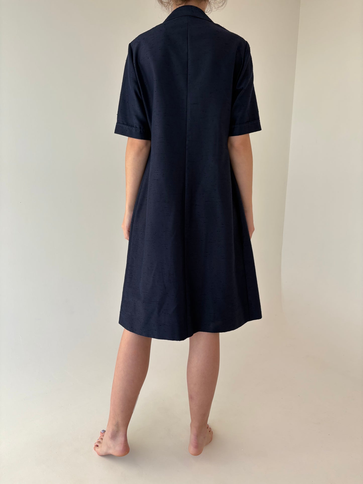 Rochie old vintage din stofă tip shantung anii 70
