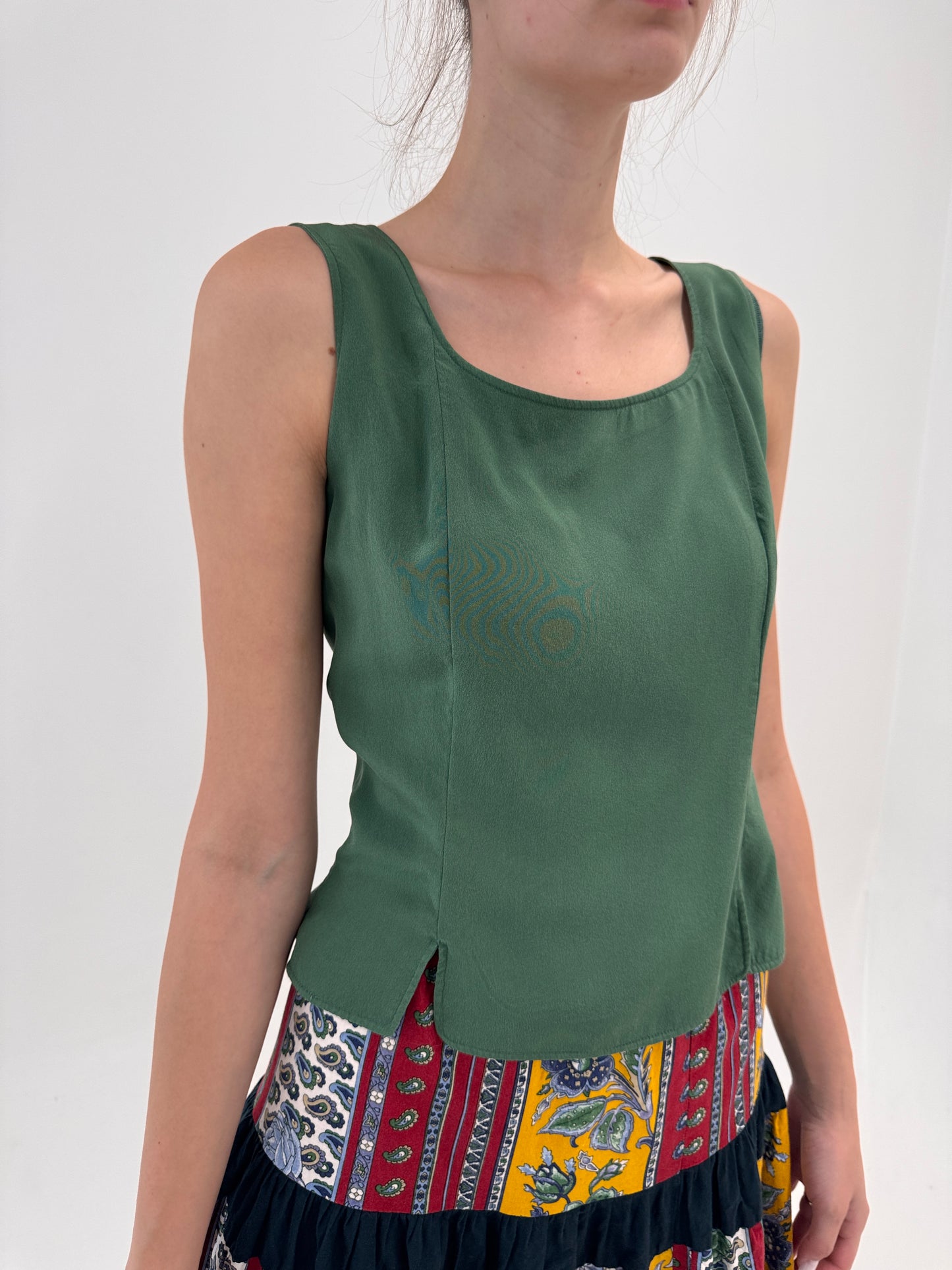 Corsaj din mătase naturală dark green