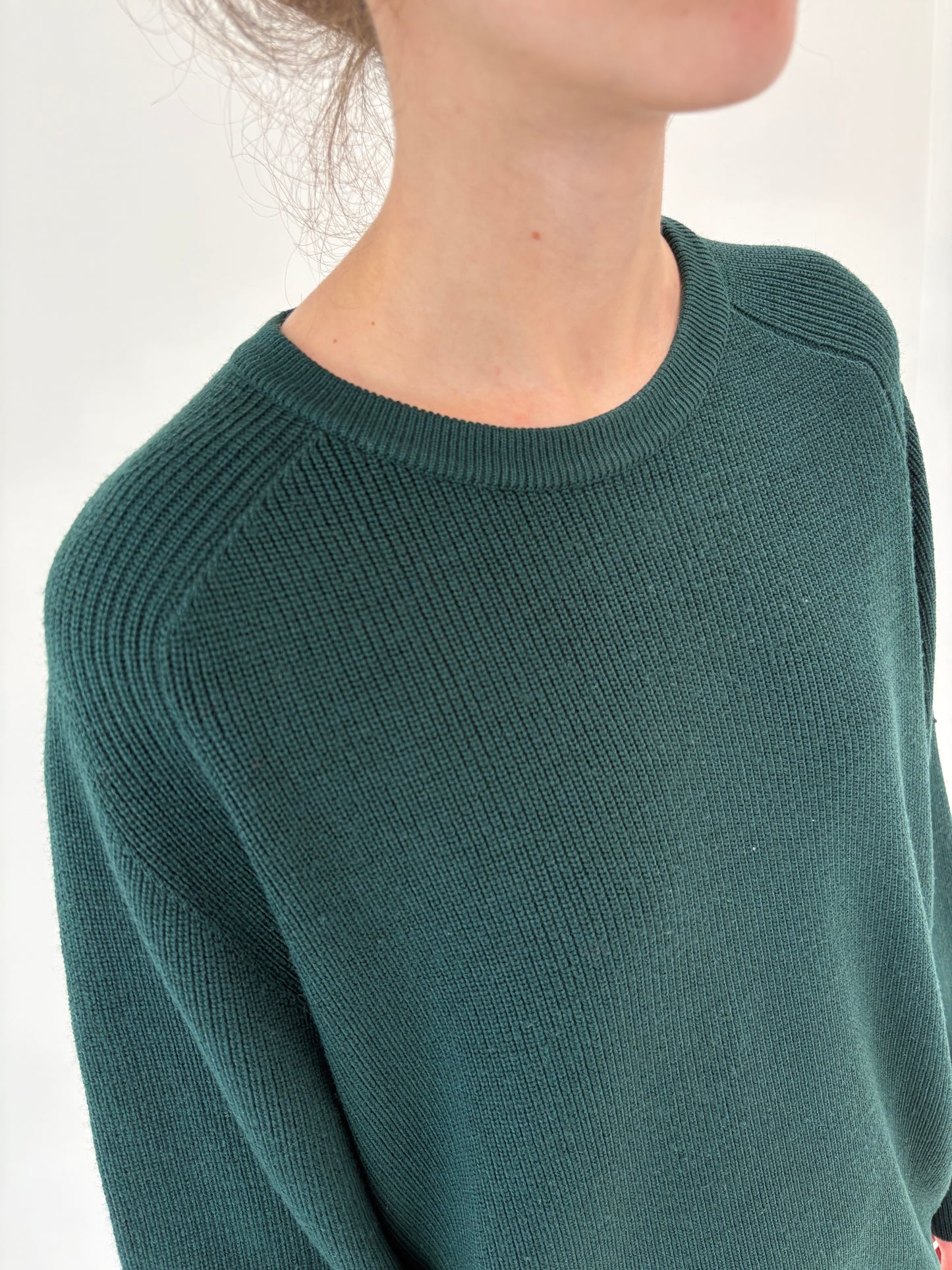 Pulover high end italian forest green din lana merino extrafina de gramaj mare