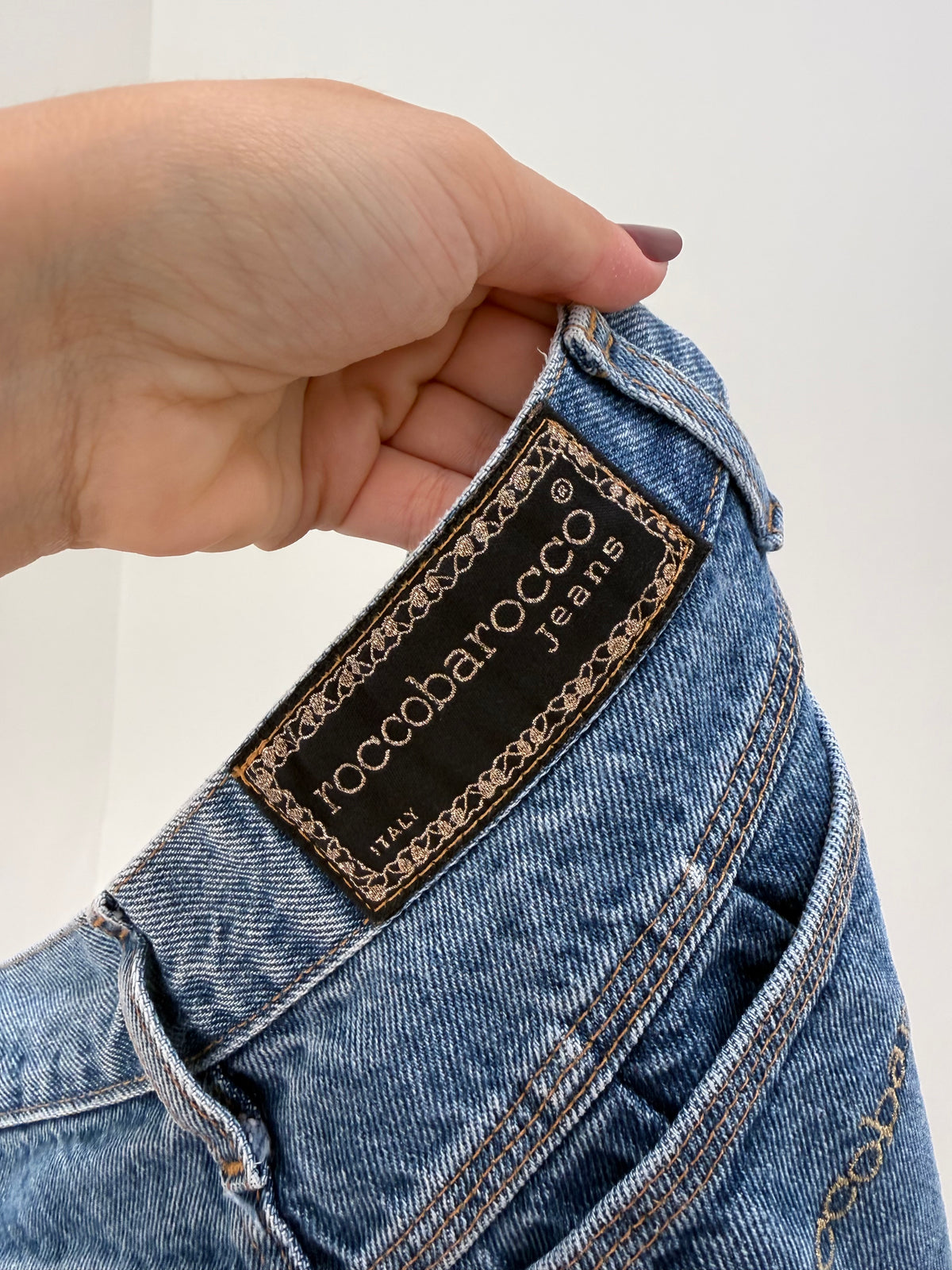 Jeans vintage Rocco Barocco excepționali în croi super revenit în trend