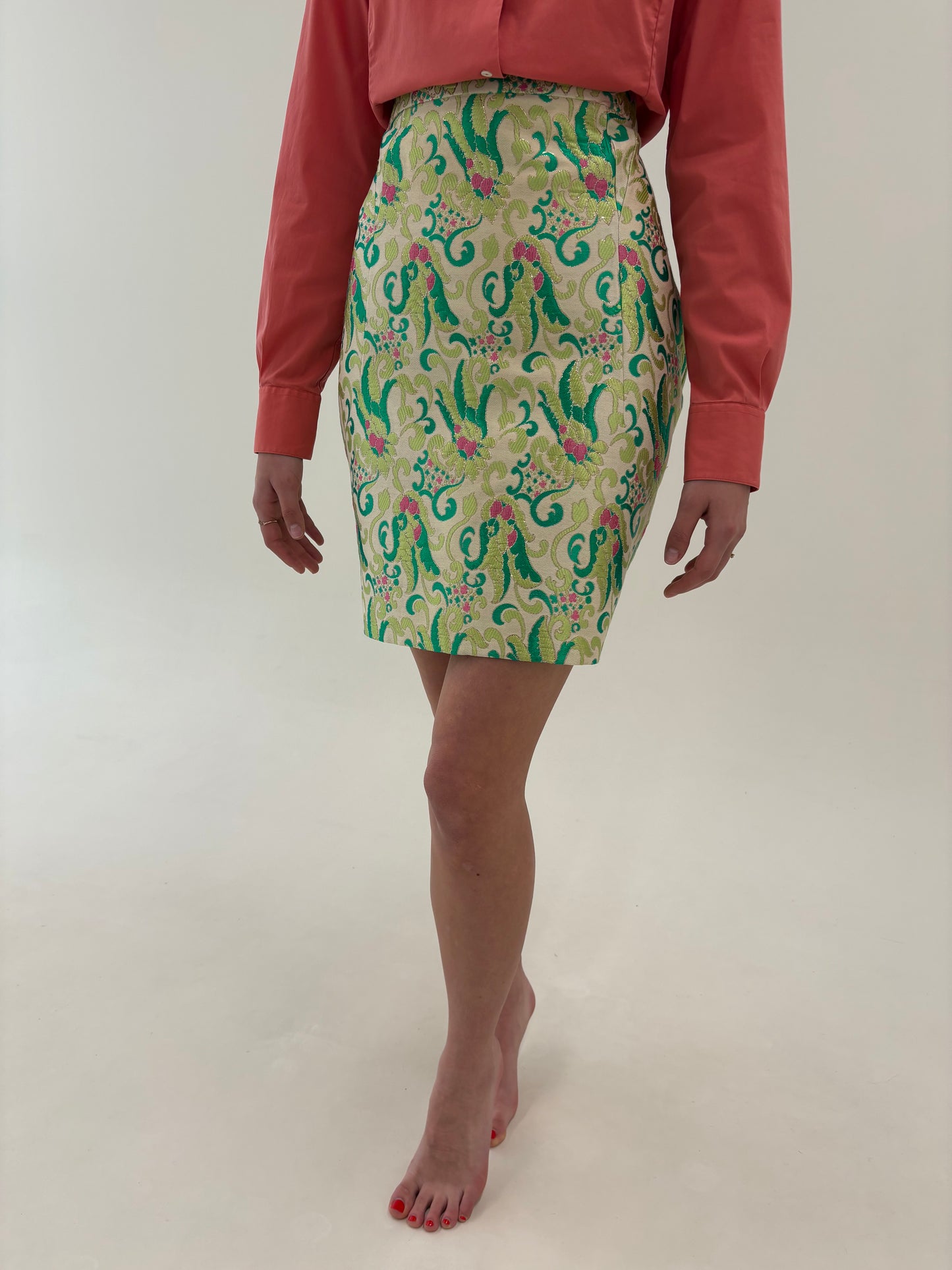 Fustă Prada bijuterie din jacquard cu mătase naturală