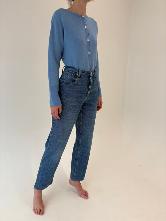 Jeans vintage tall plin classic wash cu talie înaltă