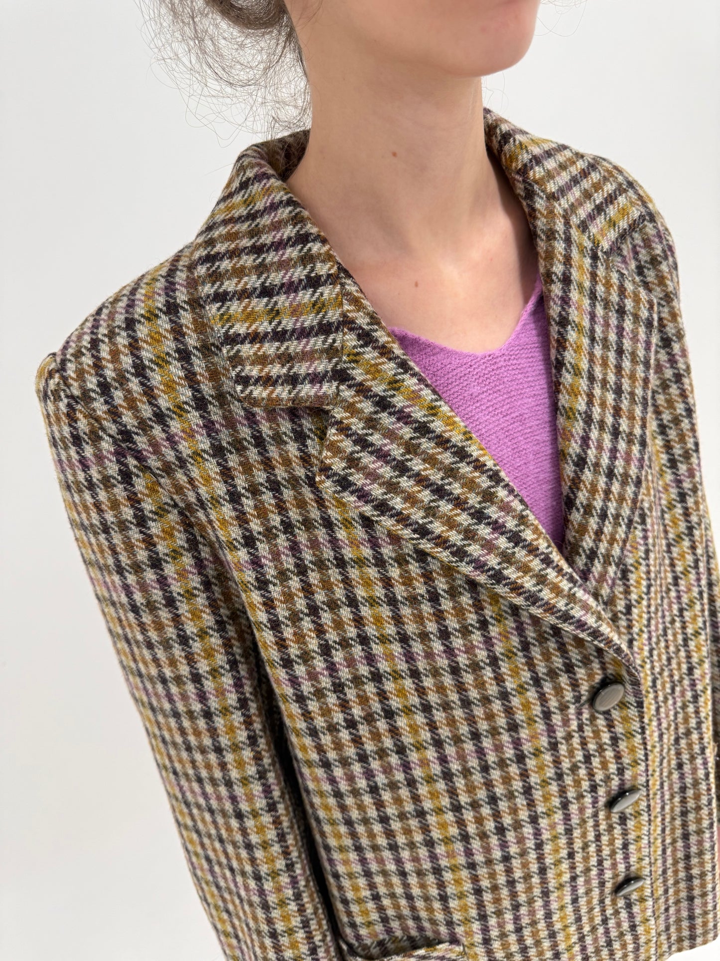 Sacou warm gray în culori superbe din tweed de lana