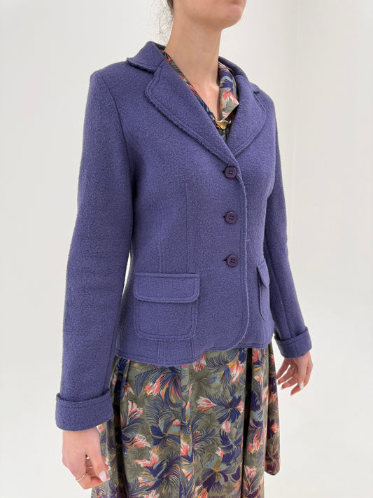 Sacou dusty lavender din boiled wool ultra confort cambrat italian