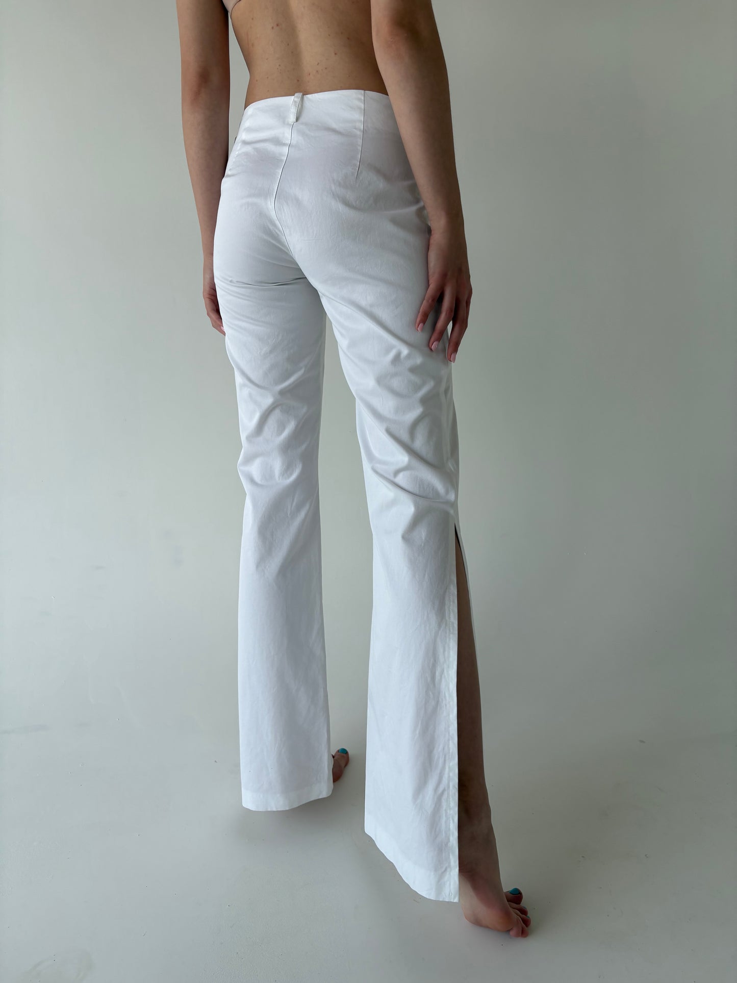 Pantaloni tall italienești evazați cu șliț