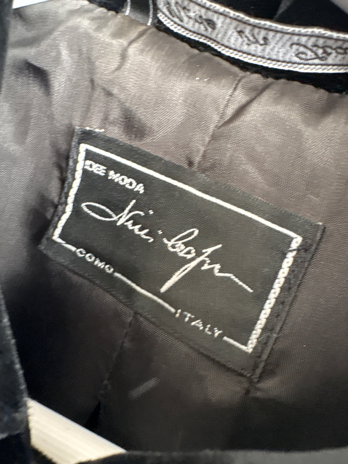 Sacou vintage italian din catifea neagră excepțională în croi ușor cropped