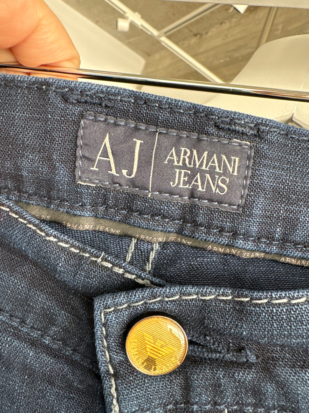 Jeans Armani petite indigo wash din bumbac ultra confort modelator straight leg