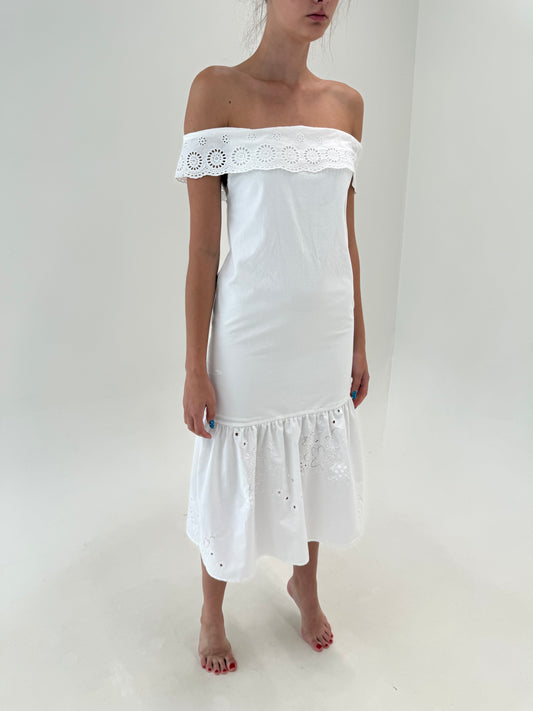 Rochie maxi cu broderie manuală excepțională și broderie anglaise