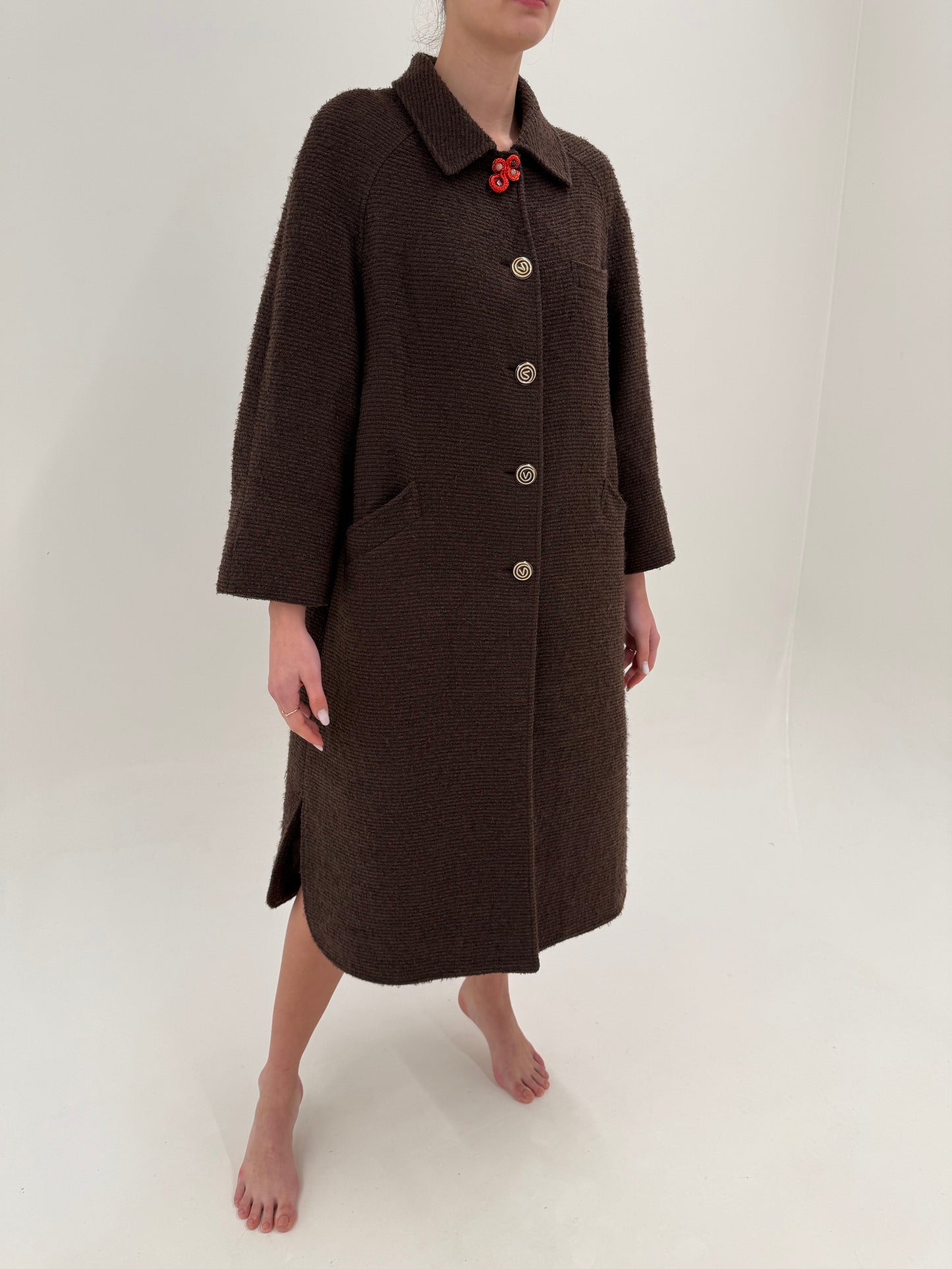 Pardesiu Valentino vintage în croi lejer chocolate brown