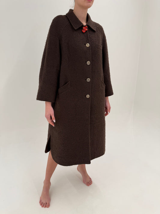 Pardesiu Valentino vintage în croi lejer chocolate brown