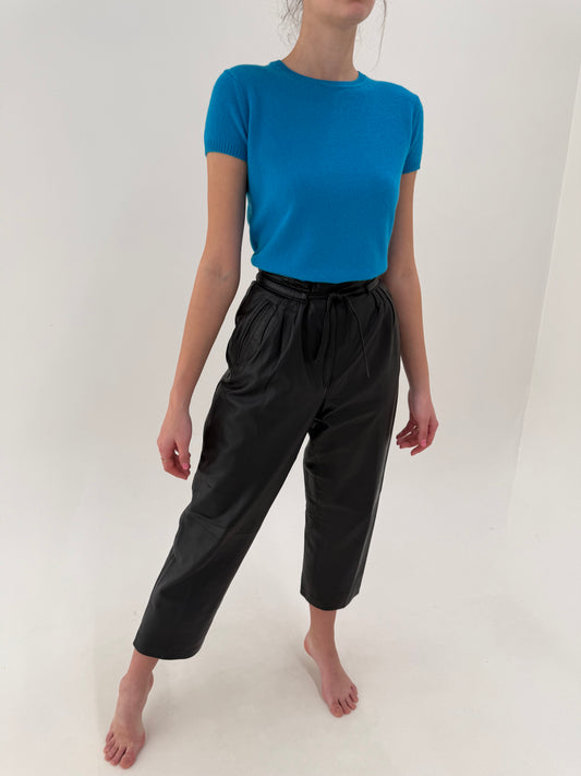 Pantaloni din piele naturală extrem de moale și talie ultra înaltă