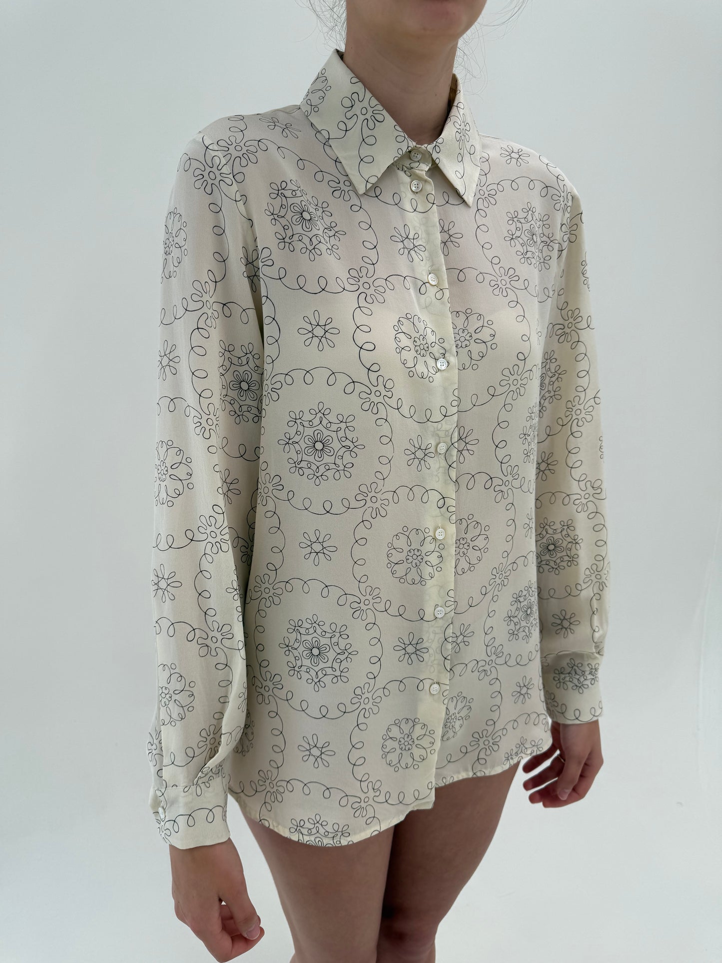 Cămașa light nude nouă din mătase naturală Marella by Max Mara