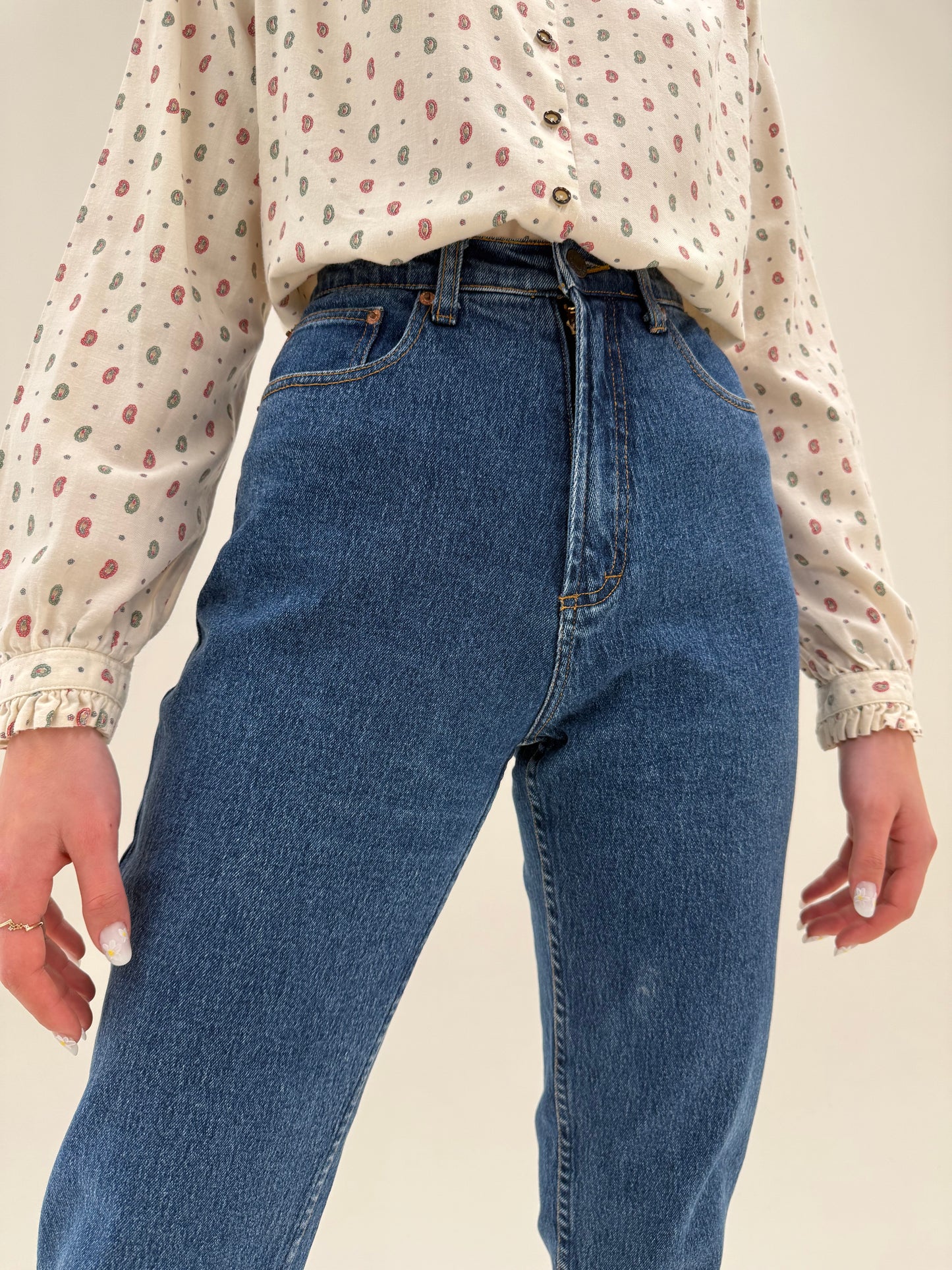 Jeans vintage cu talie ultra înaltă mom fit ultra modelatori dark wash
