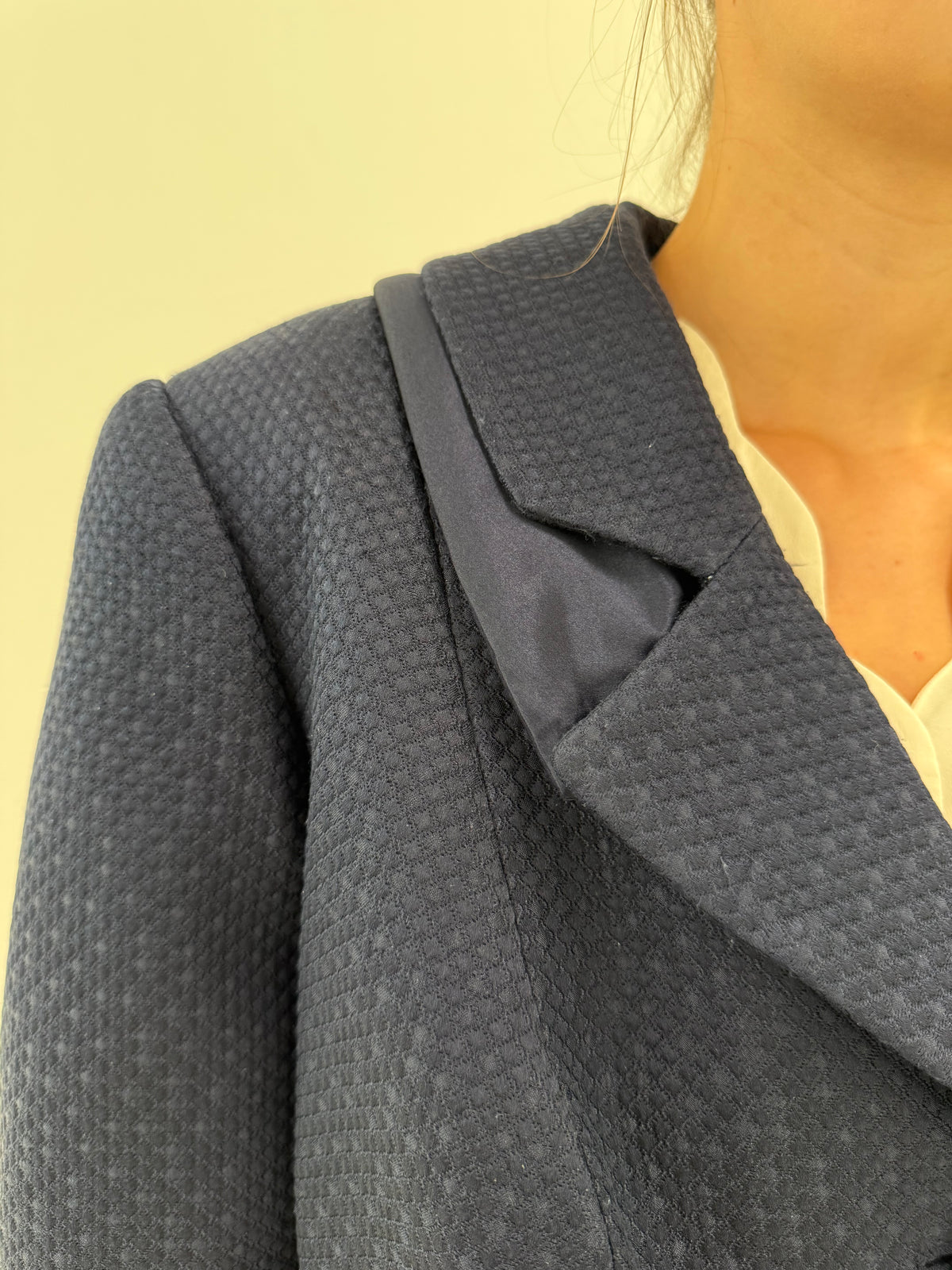 Deux piece din tweed de mătase naturală excepțională gros Navy blue