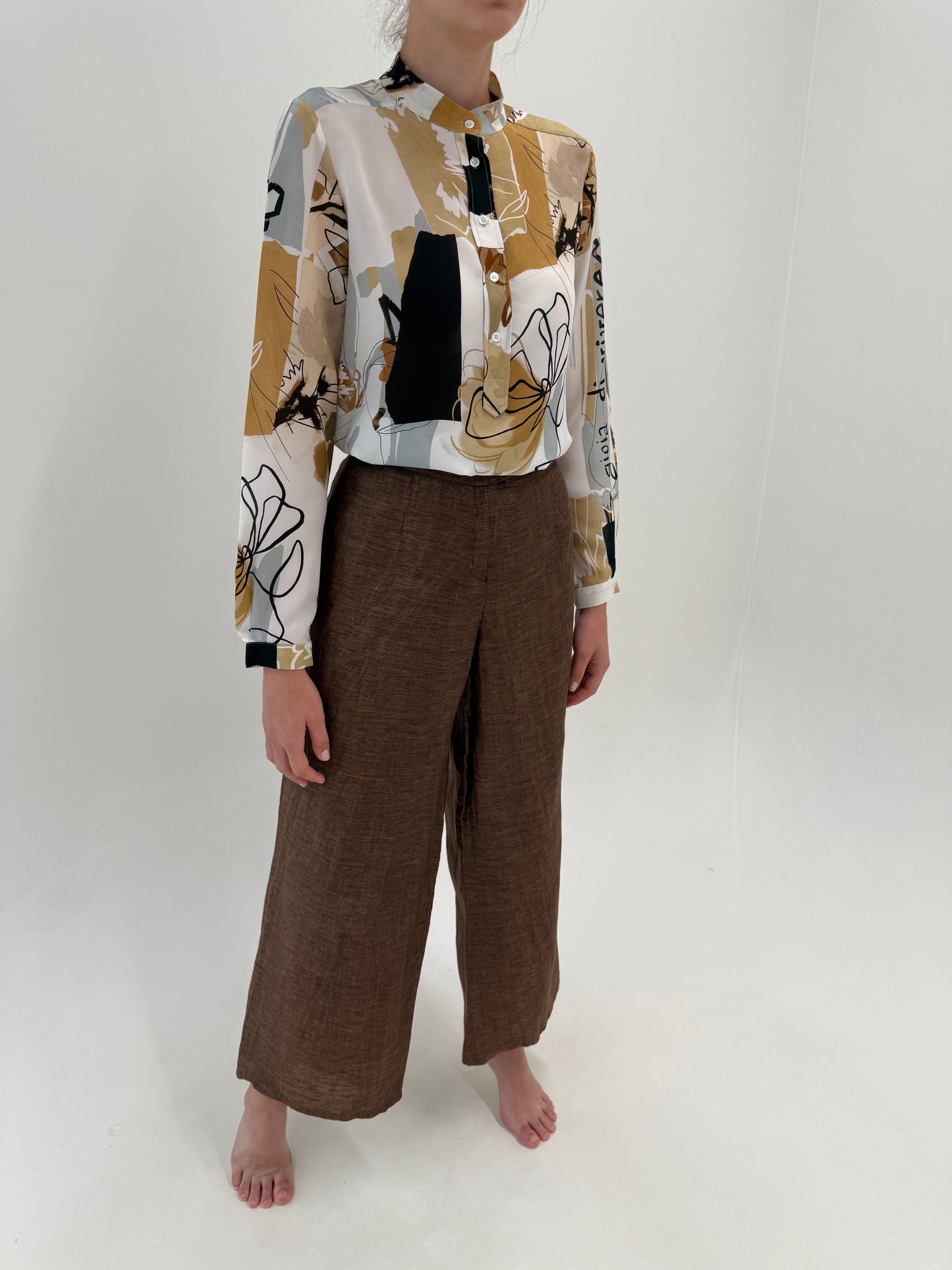 Pantaloni de brand luxury vintage Biba din in caramel brown