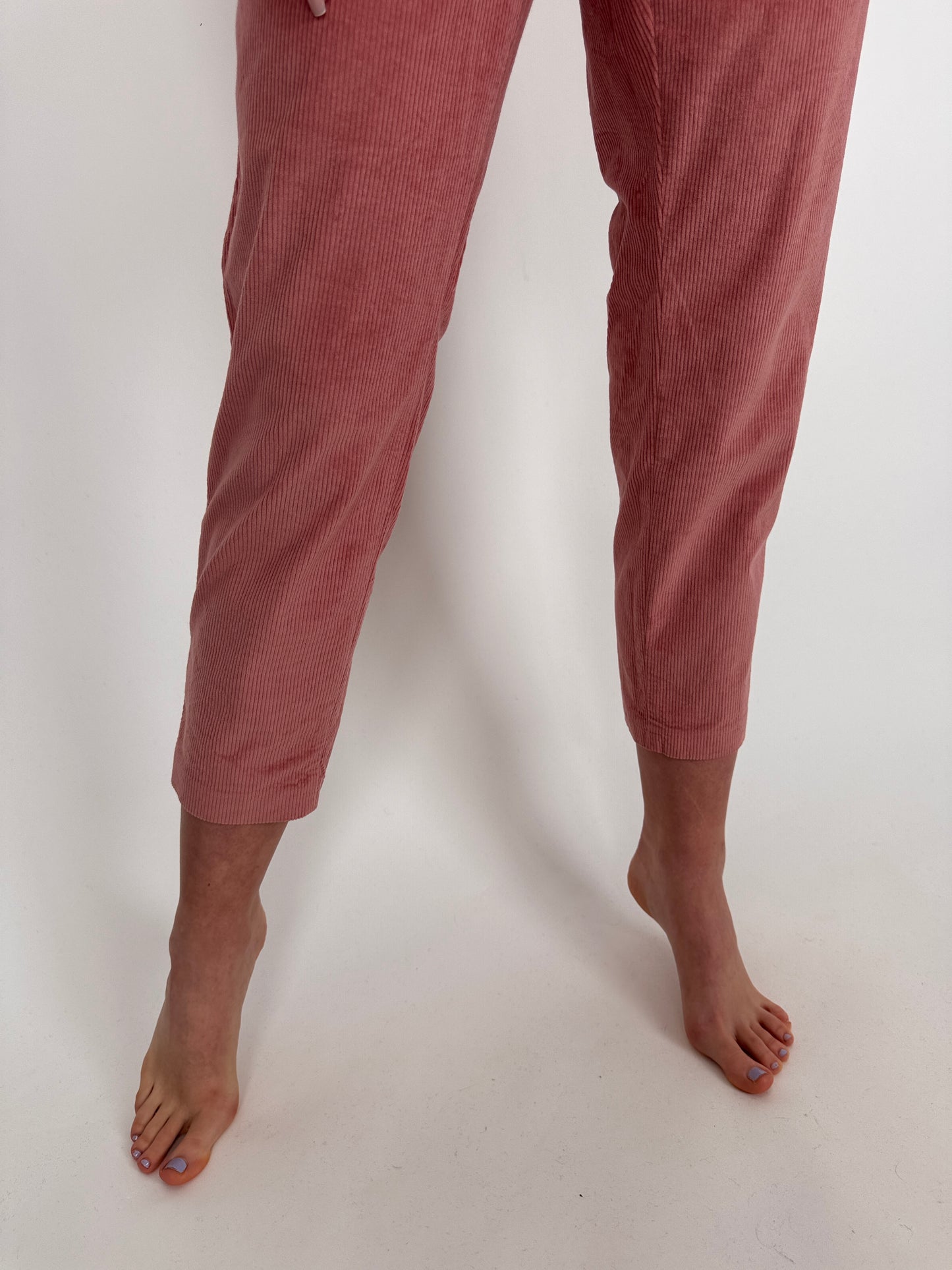 Pantaloni rose pink din catifea plină ușor strech