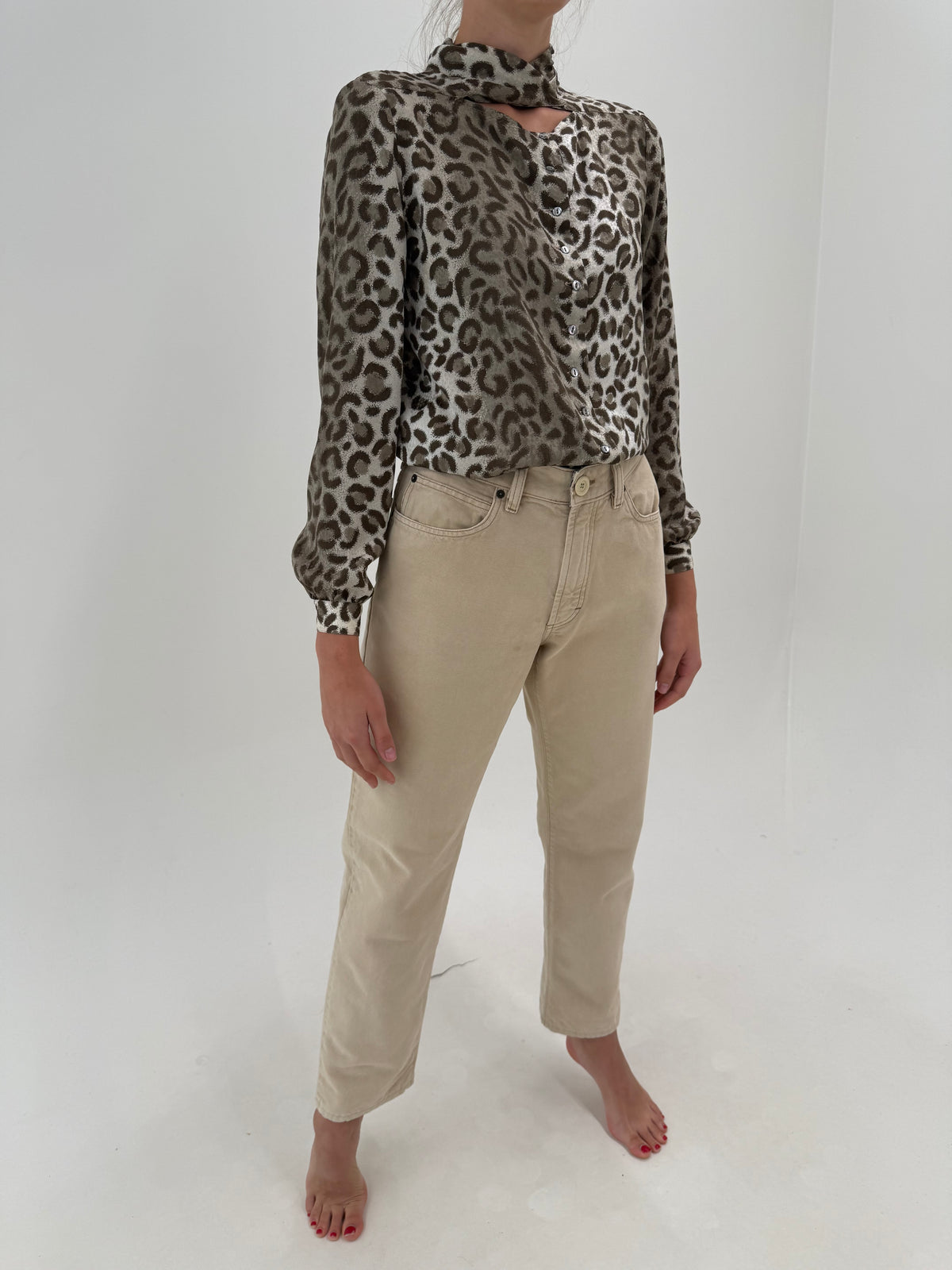 Pantaloni Burberry camel din heavyweight cotton canvas in croi clasic