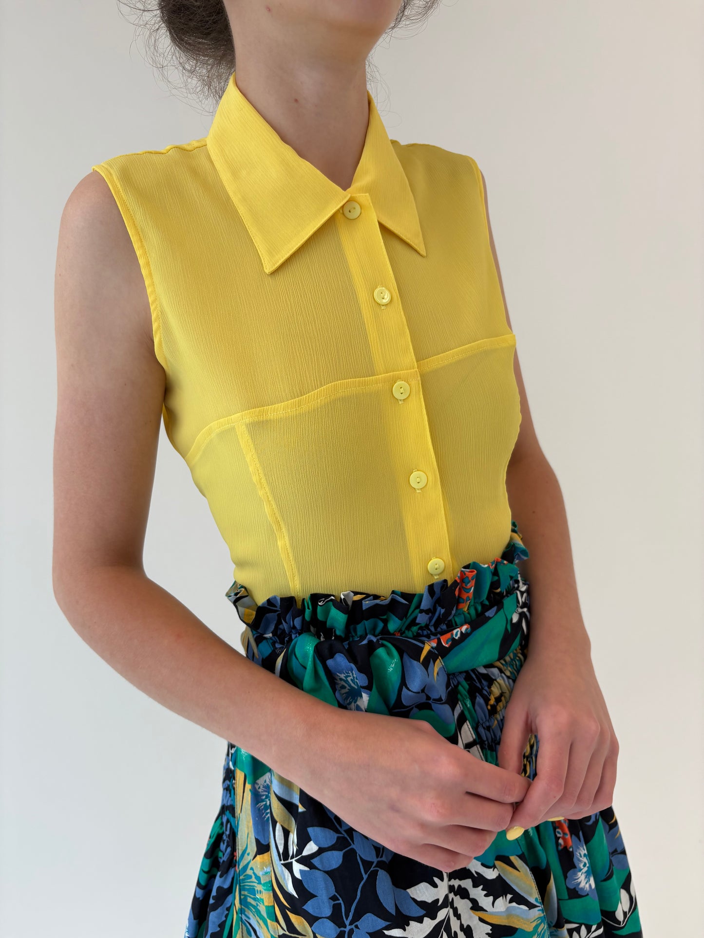 Cămașa cambrata no iron 50% mătase naturală lemon yellow