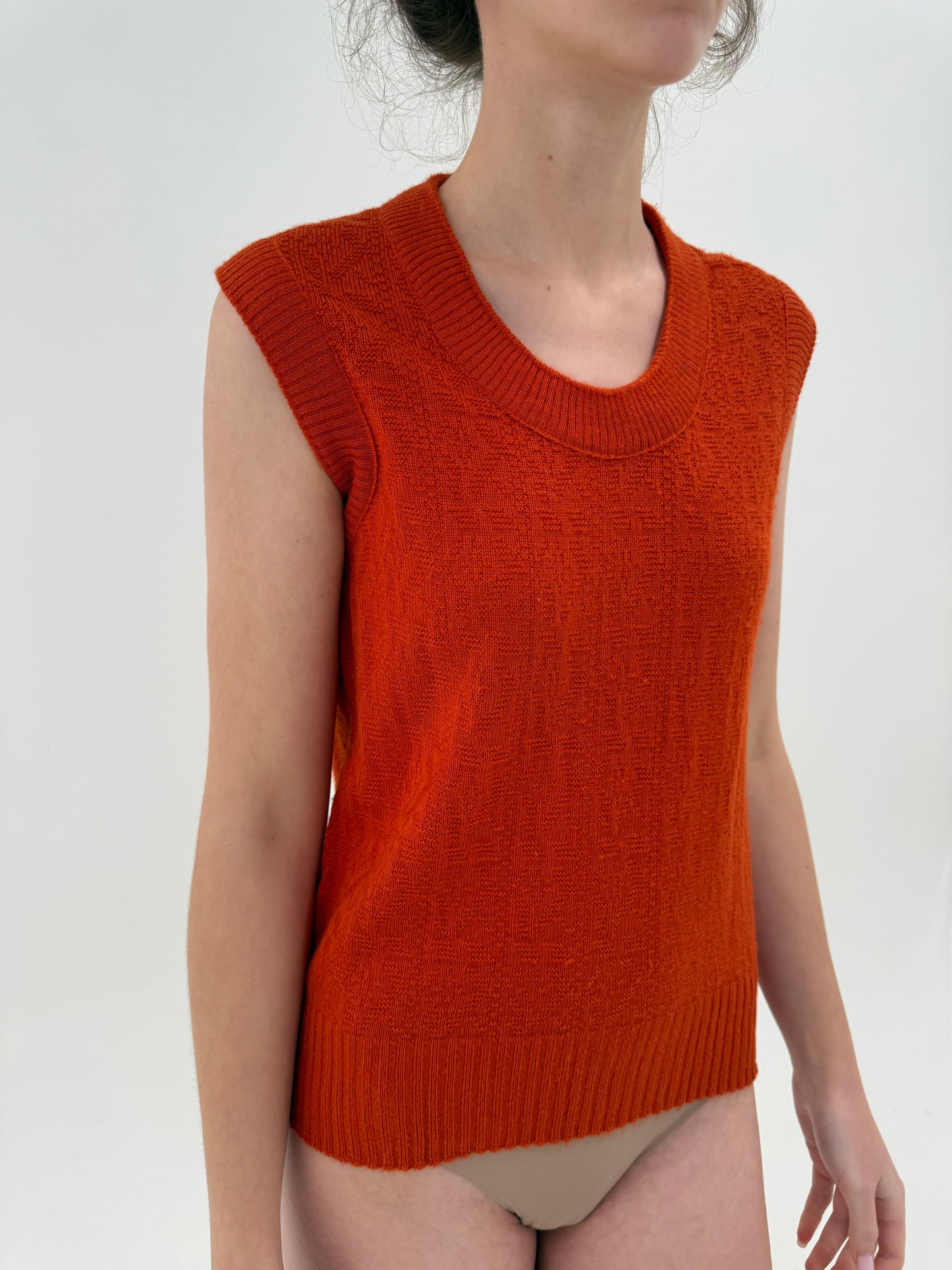 Top burnt orange din lana extrafina