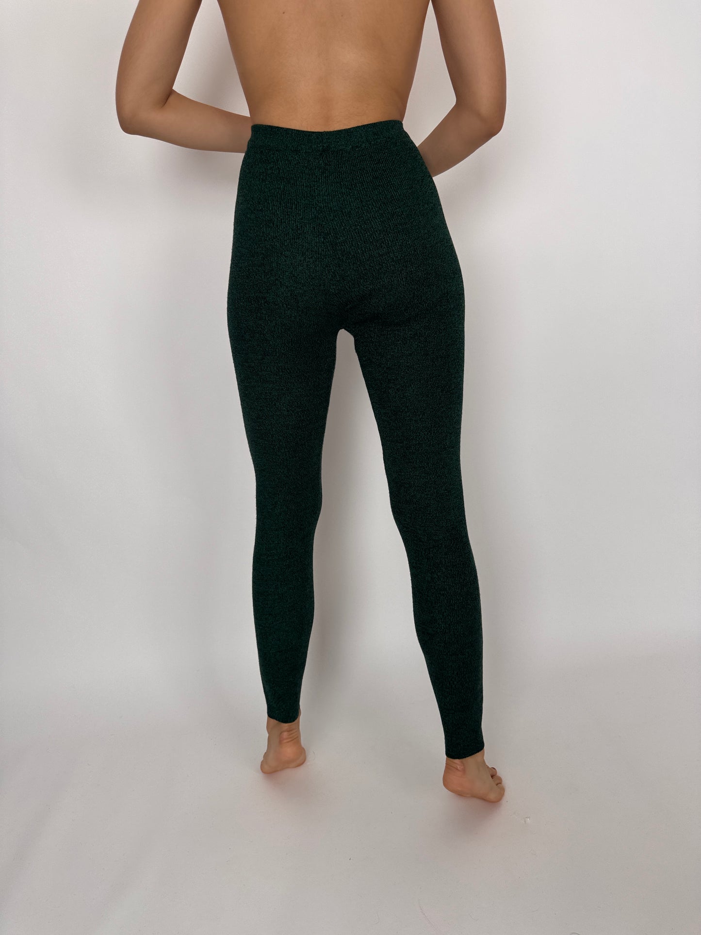 Leggings din mix de lana extrafina cu talie ultra înaltă dark green