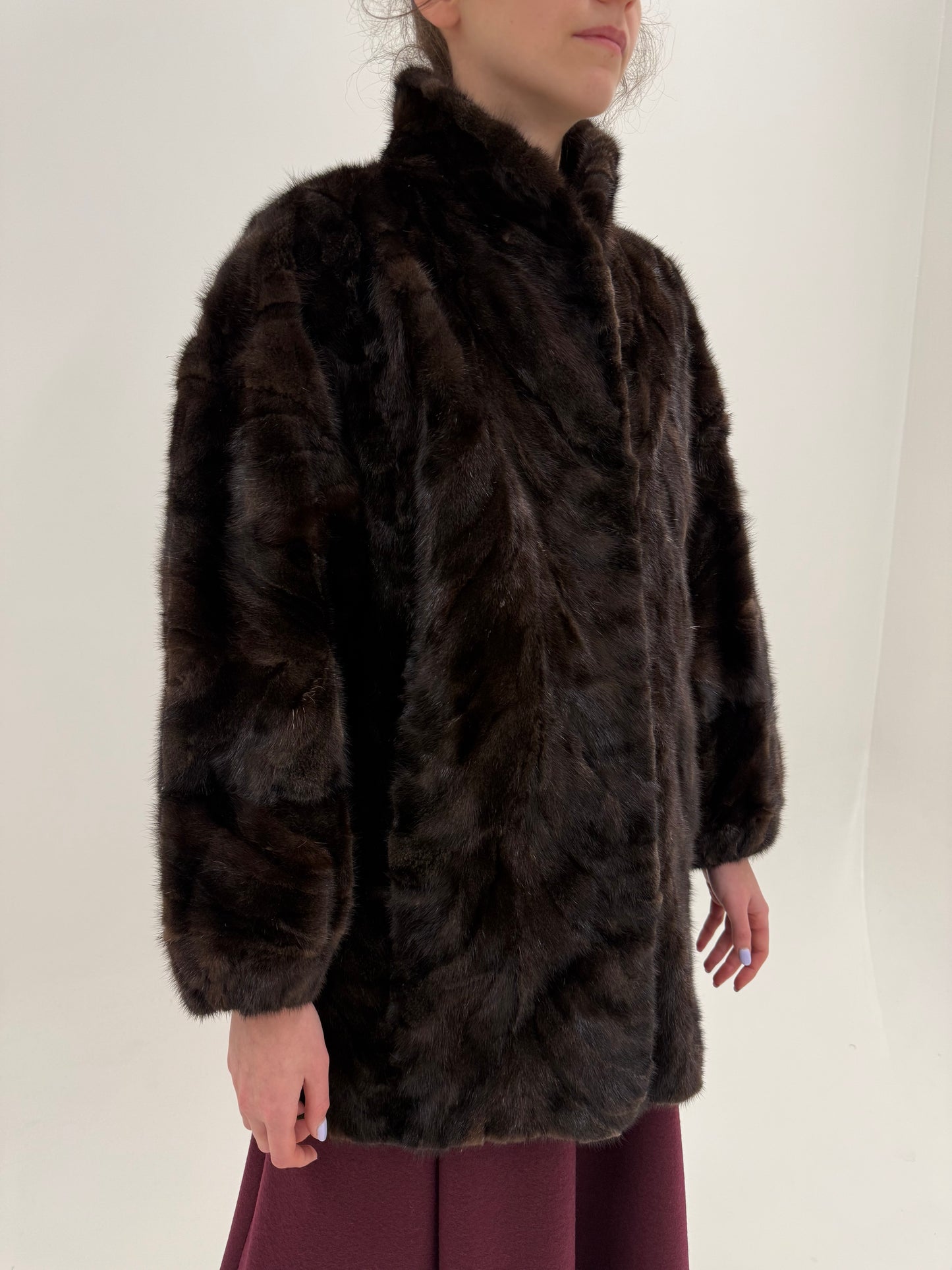 Blană naturală de nurcă excepțională dark chocolate brown